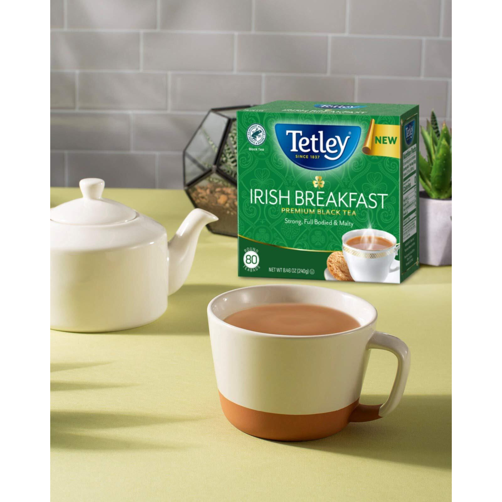 Tetley Irish Breakfast Premium Black Tea, 80 Tea Bags, Rainforest Alliance Certified