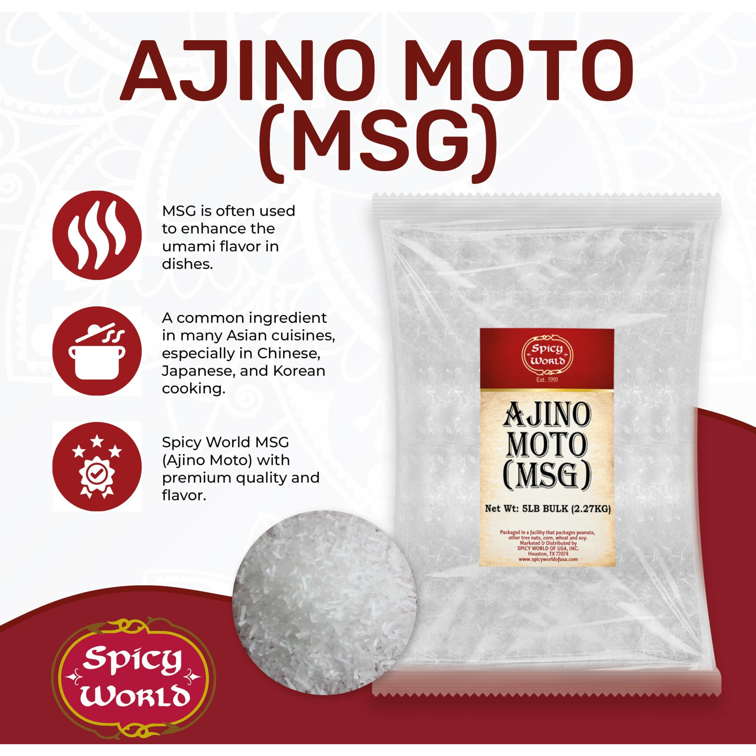 Spicy World Msg 5 Pound Bulk Bag - Flavor Enhancer, Ajino Moto