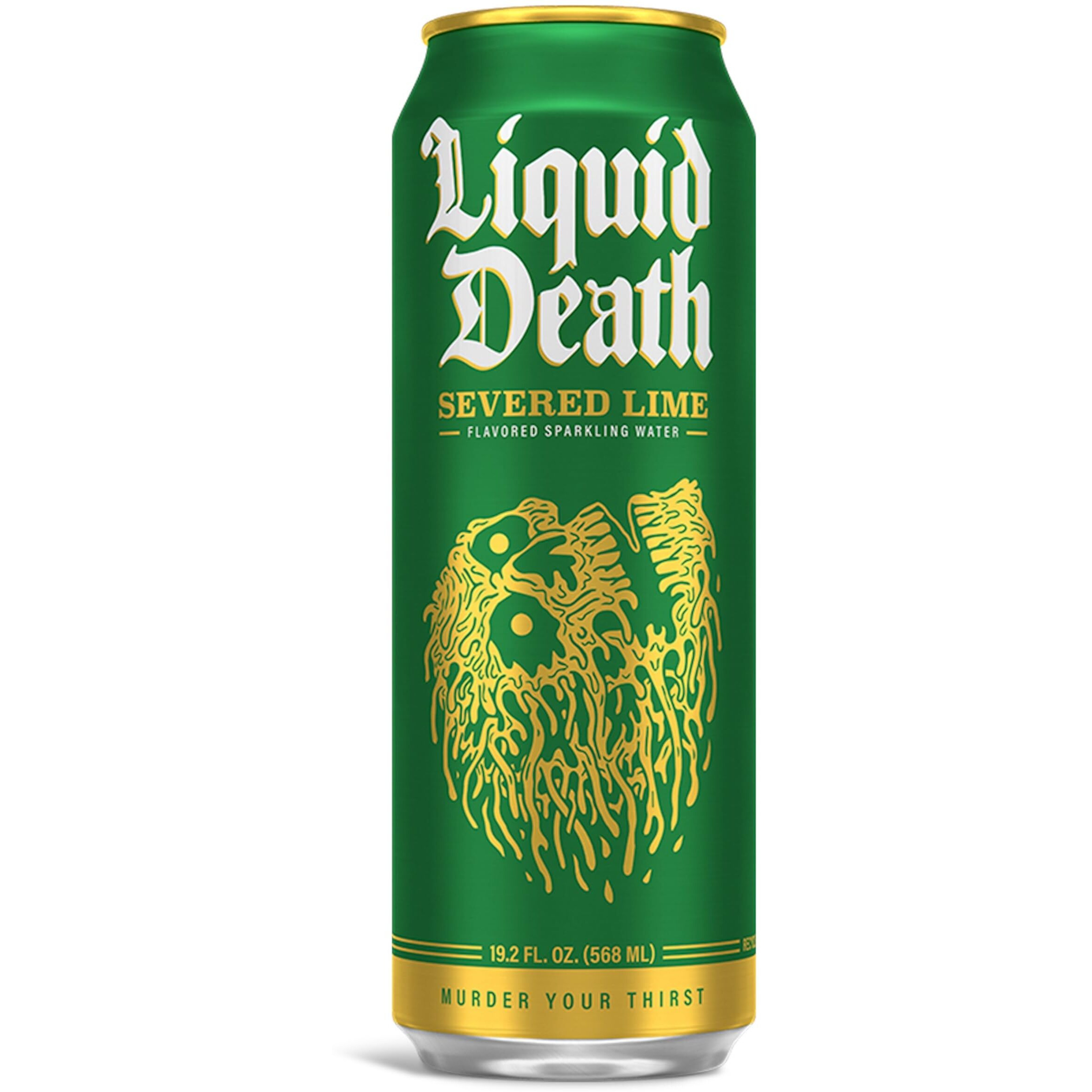 Liquid Death, Severed Lime Sparkling Water, 8-Pack (King Size 19.2Oz Cans), Lime Flavored Sparkling Beverage Sweetened With Real Agave, Low Calorie & Low Sugar
