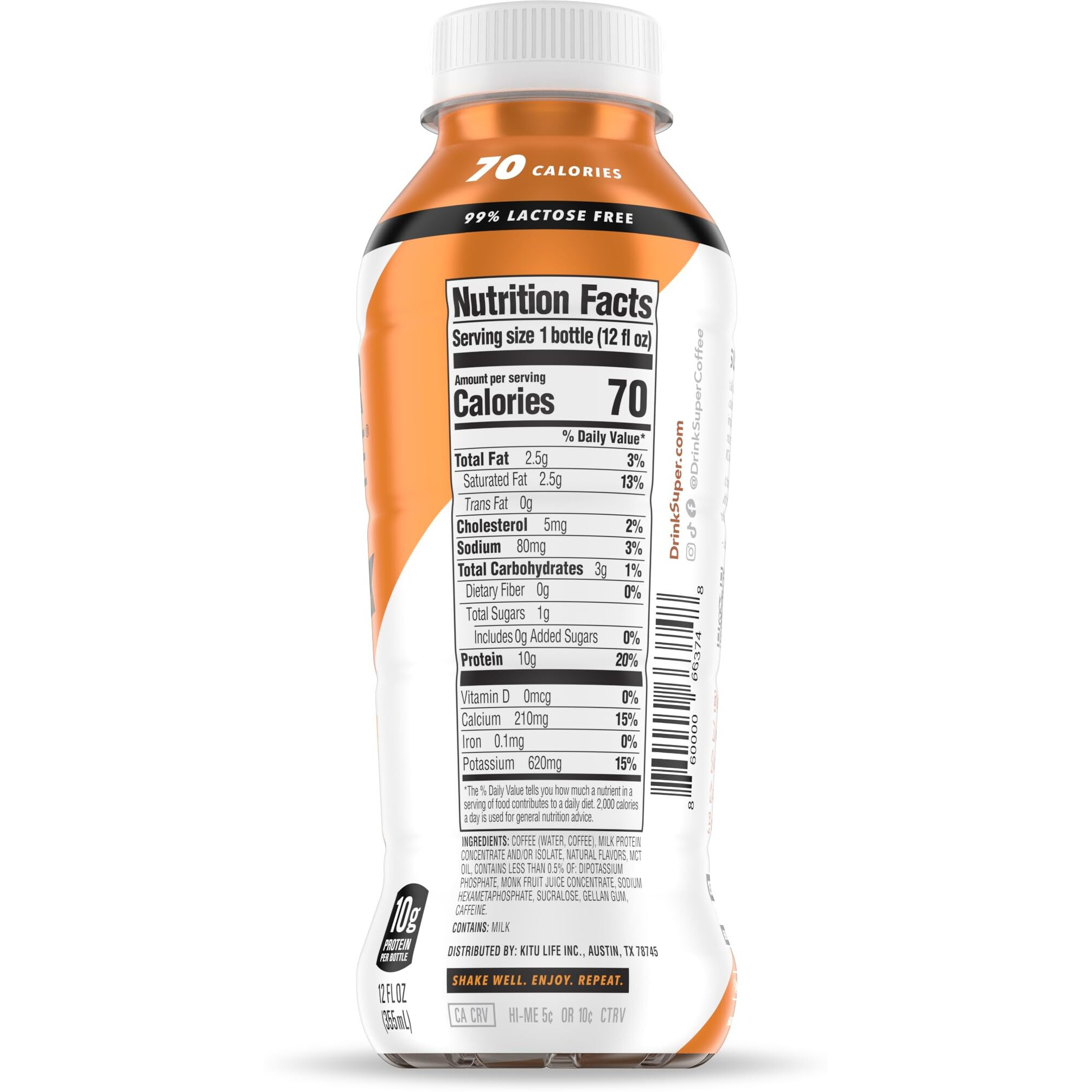 Super Coffee, Ready To Drink Iced Coffee, Pumpkin Pie Latte (12 Ounce Bottles, Pack Of 12) - Low Net Carbs, No Added Sugar, Keto Friendly, 10G Of Protein, Low Calorie, Protein Coffee, Smart Coffee