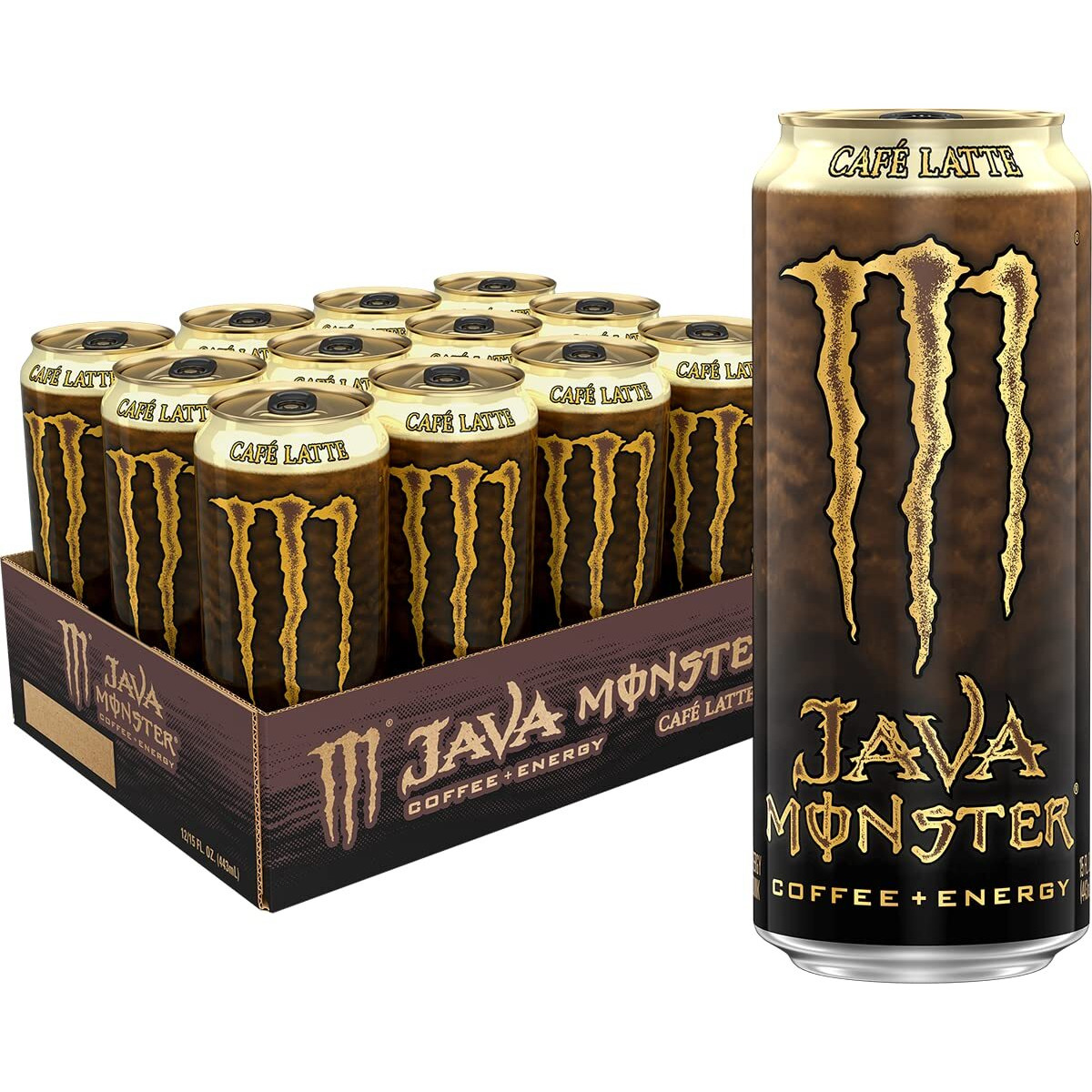 Monster Energy Java Caf   Latte, Coffee + Energy Drink, 15 Ounce (Pack Of 12)