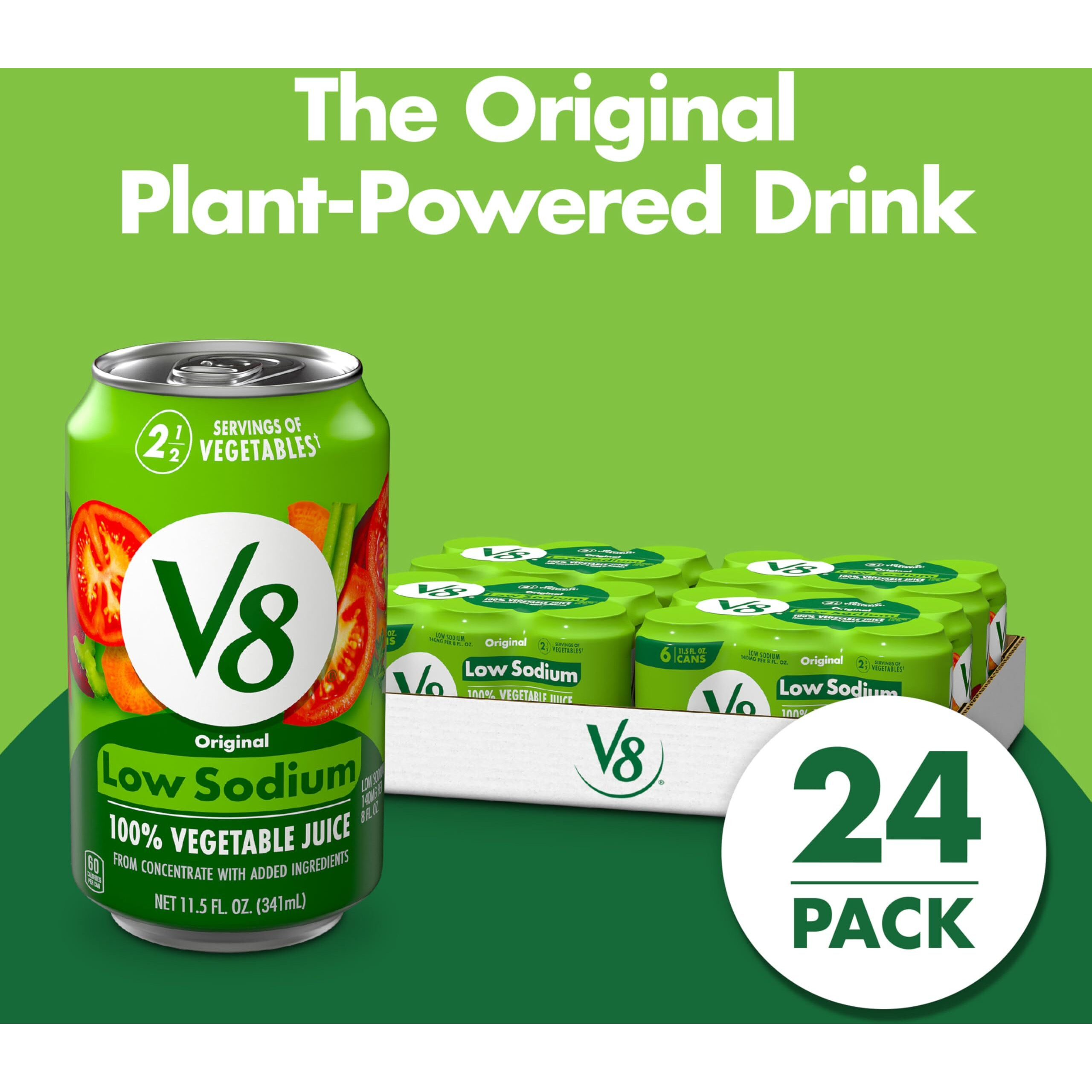 V8 Low Sodium Original 100% Vegetable Juice, Vegetable Blend With Tomato Juice, 11.5 Fl Oz Can (Pack Of 24)