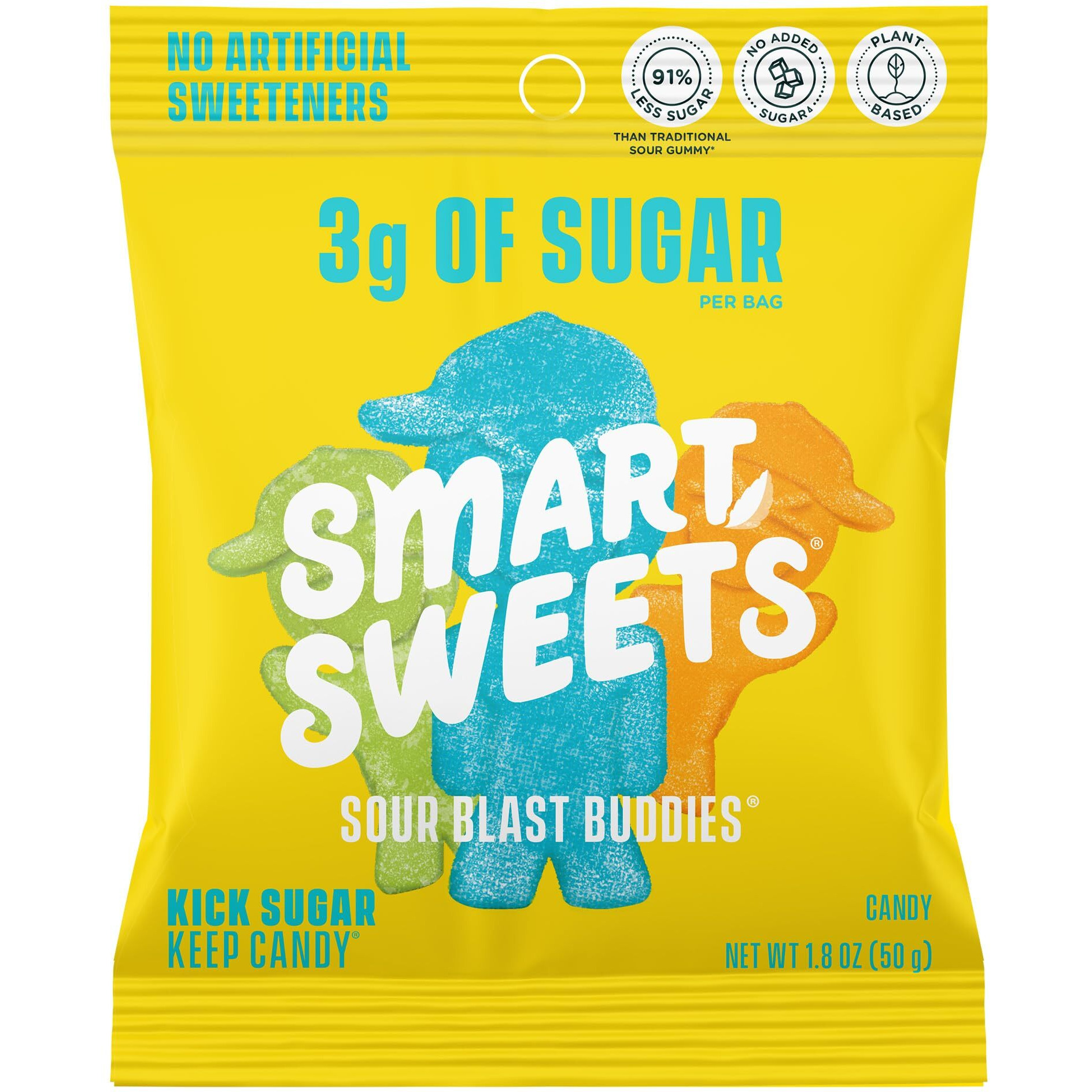 Smartsweets Sour Blast Buddies, Low Sugar Gummy Candy (3G), Low Calorie (130), Gluten-Free -1.8Oz (Pack Of 12) Packaging May Vary