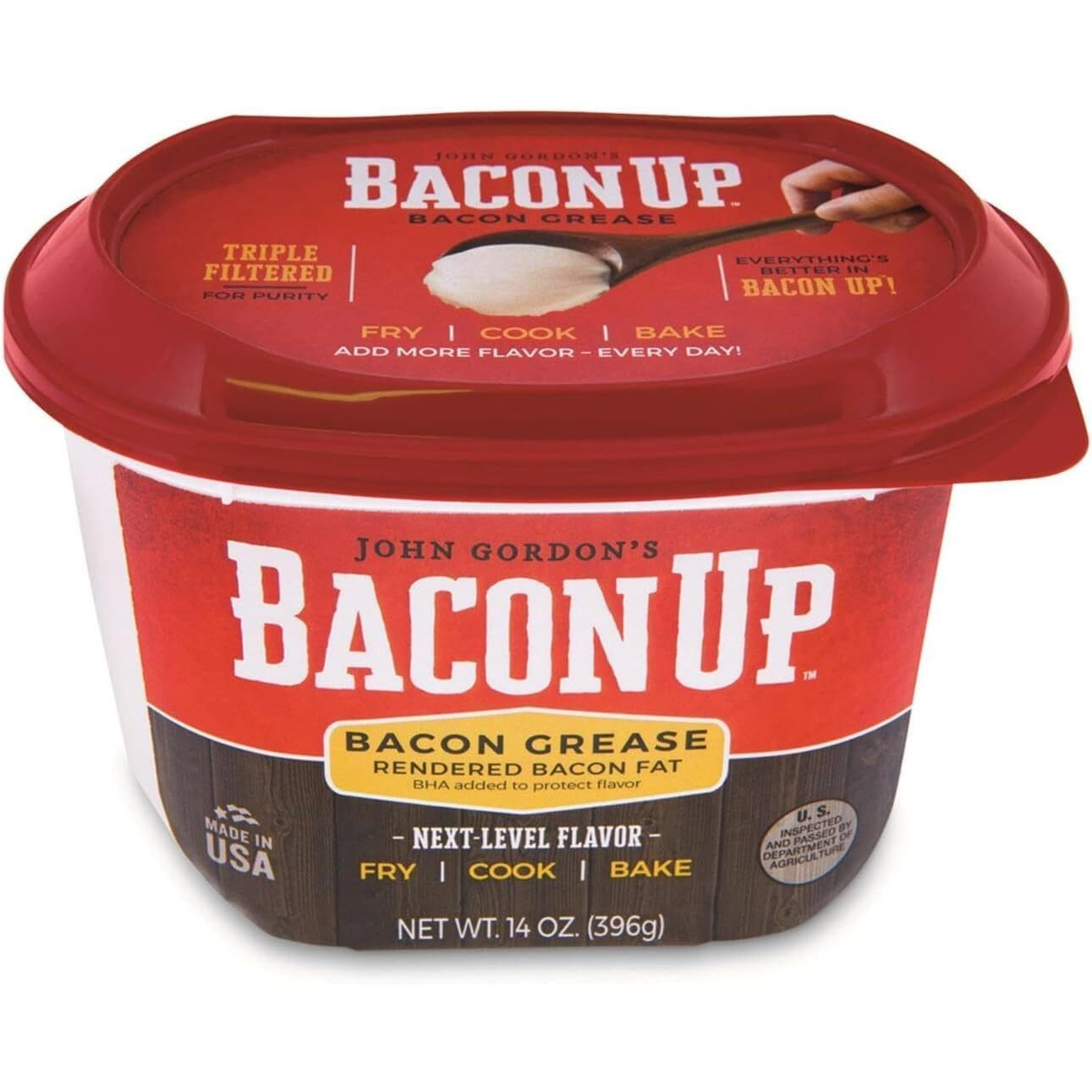Bacon Up Bacon Grease Rendered Bacon Fat For Frying, Cooking, Baking, 14 Ounces
