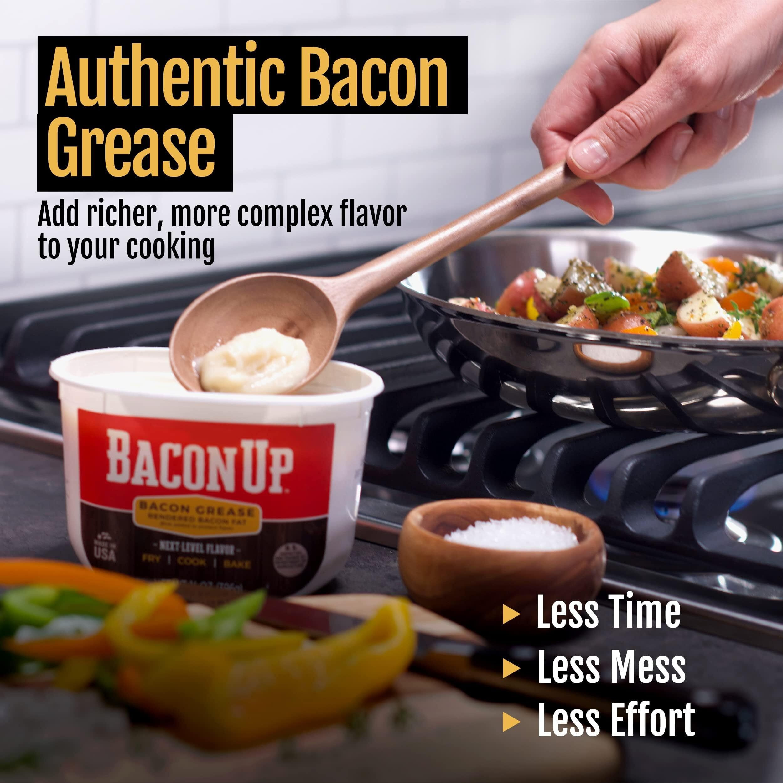 Bacon Up Bacon Grease Rendered Bacon Fat For Frying, Cooking, Baking, 14 Ounces