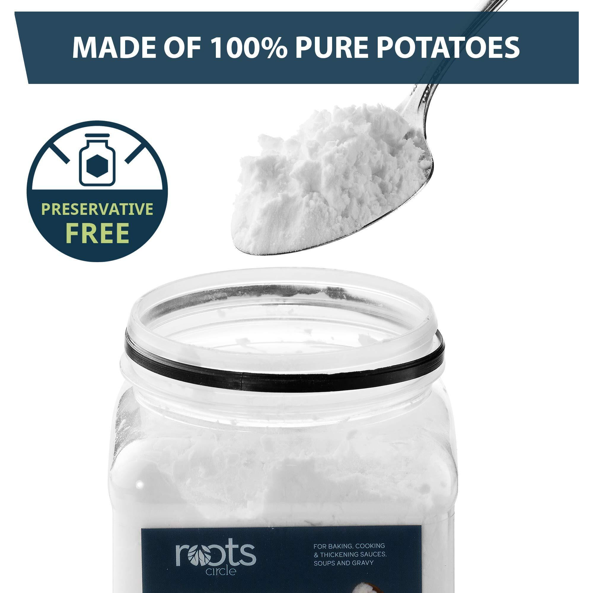 Roots Circle Gluten-Free Potato Starch | 1 Pack Of 21Oz Jar | No Preservatives Or Artificial Ingredients | Kosher For Passover Thickener For Soups Stews, Gravies & Sauces