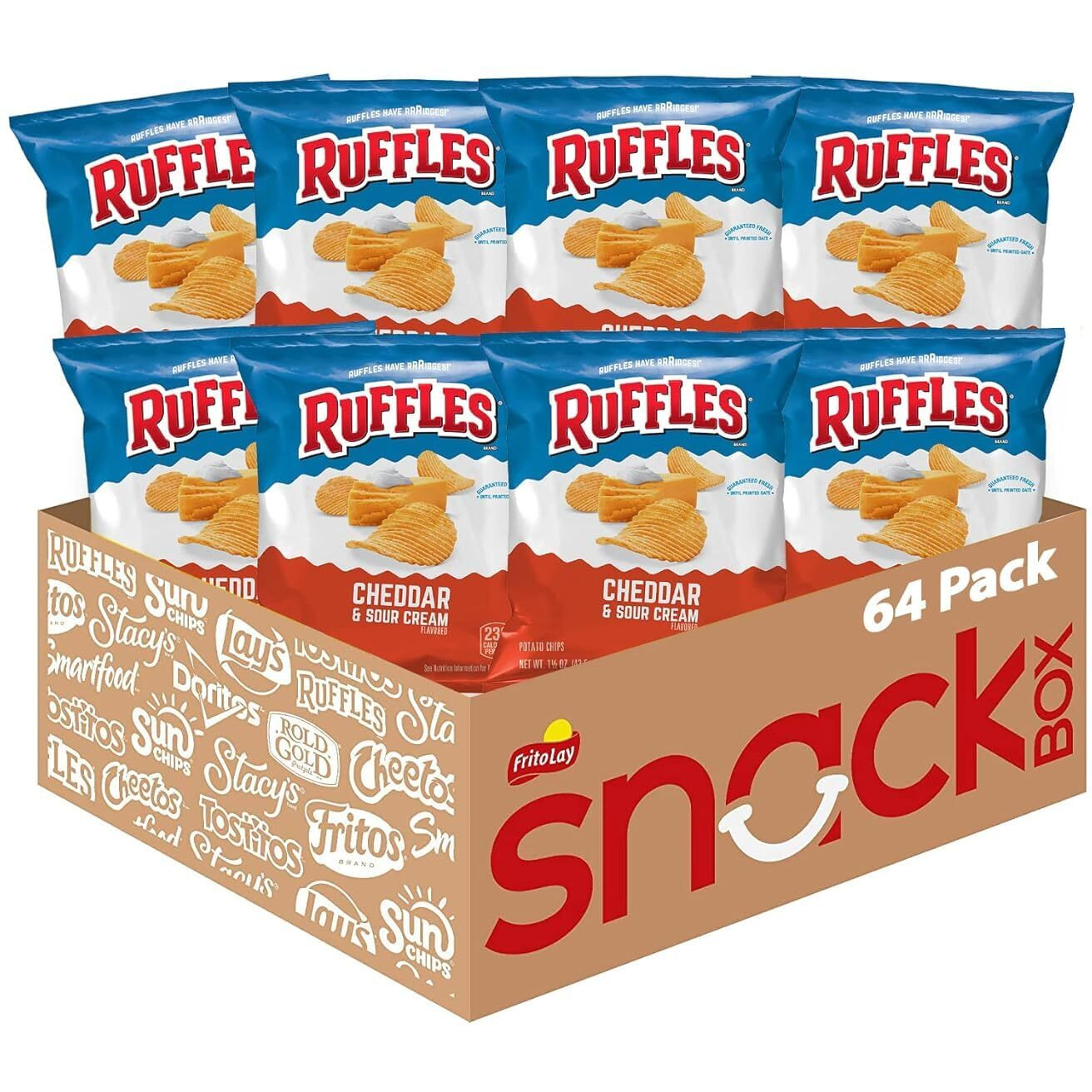 Ruffles Cheddar & Sour Cream Flavored Potato Chips, 1.5 Ounce (Pack Of 64)