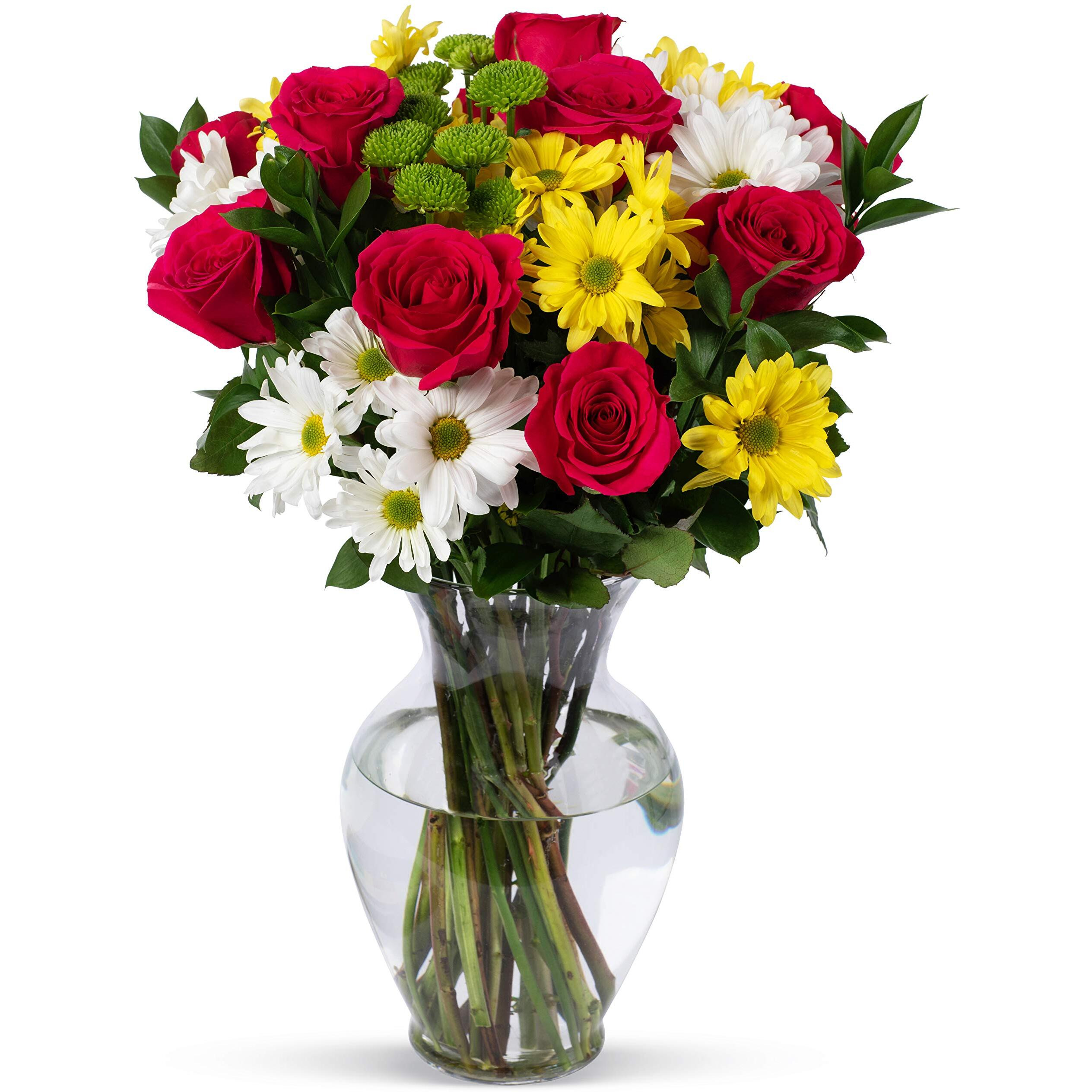 Benchmark Bouquets - Life Is Good Pink (Glass Vase Included), Next-Day Delivery, Gift Mothers Day Fresh Flowers