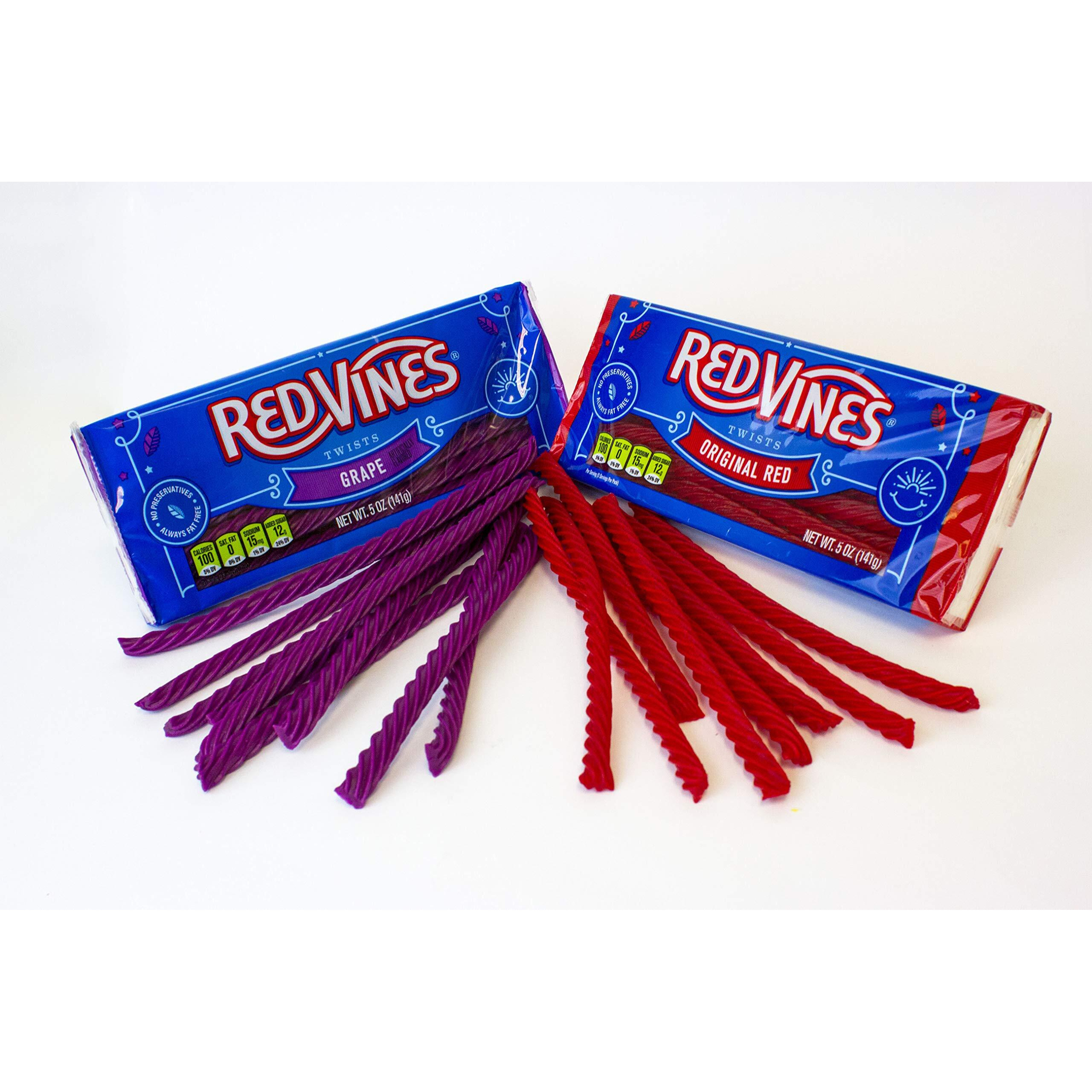 Red Vines Licorice Variety Pack, Red And Grape Flavor, 5Oz Trays (6 Pack), Soft & Chewy Candy Twists