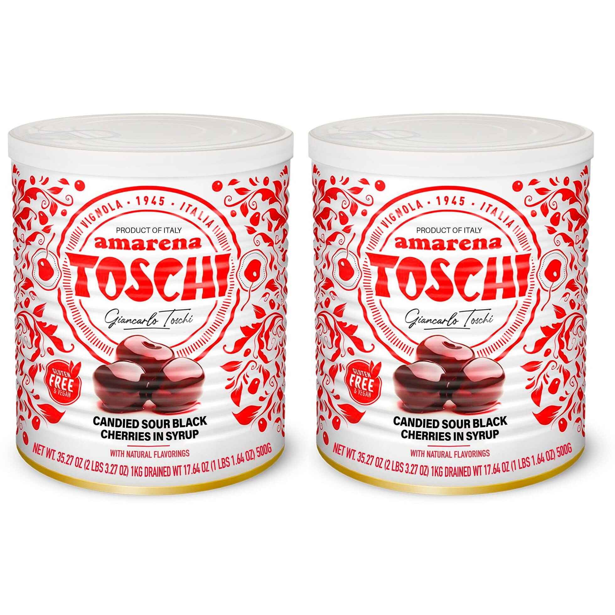 Toschi Amarena Black Cherries In Syrup (Pack Of 2)