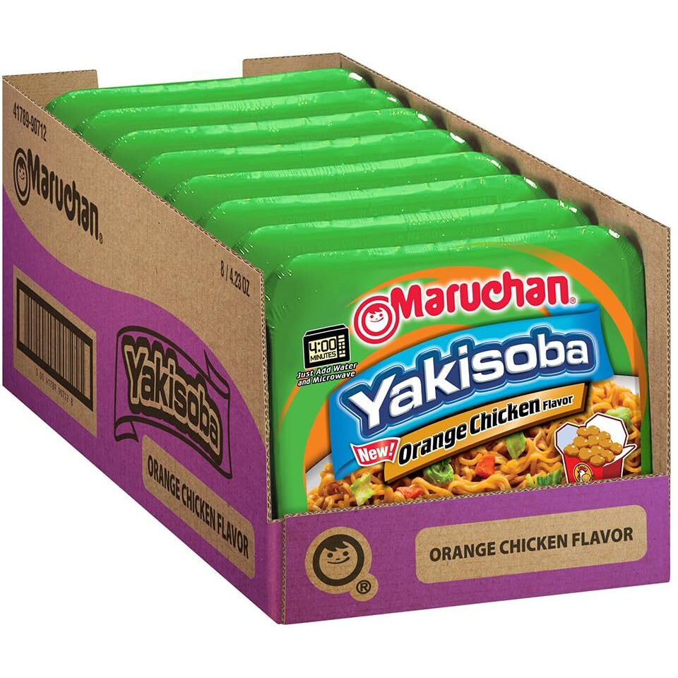 Maruchan Yakisoba Orange Chicken, Japanese Instant Ramen Noodles, 4.23 Oz, 8 Count