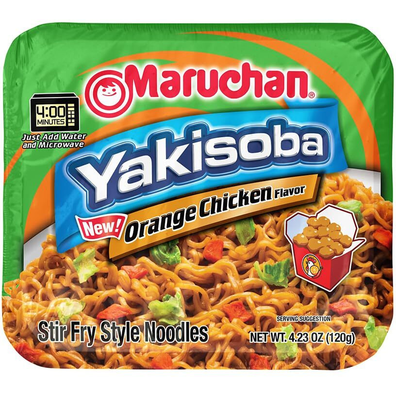 Maruchan Yakisoba Orange Chicken, Japanese Instant Ramen Noodles, 4.23 Oz, 8 Count