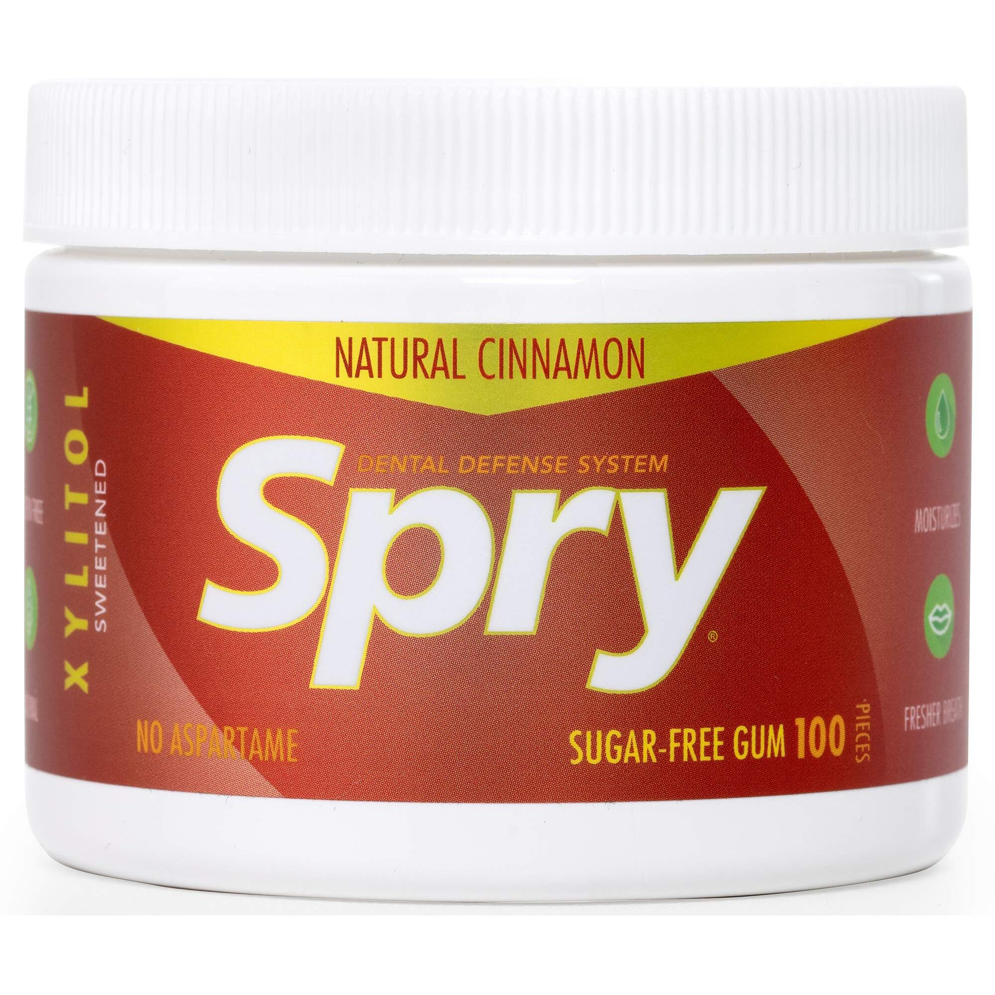 Spry Fresh Natural Xylitol Chewing Gum Dental Defense System Aspartame-Free Sugar Free Gum (Cinnamon, 100 Count - Pack Of 2)