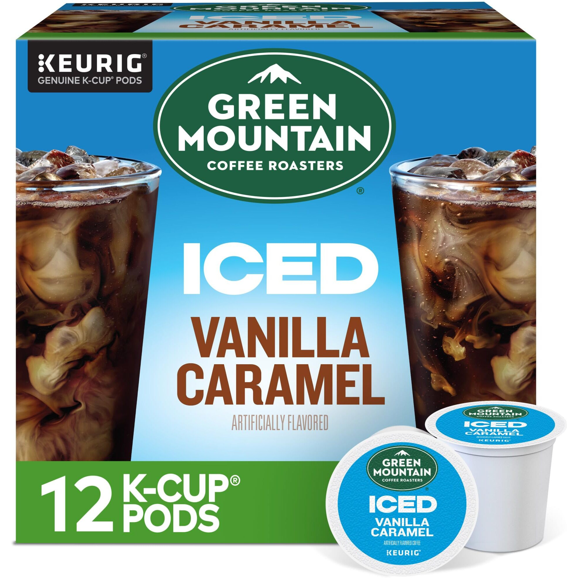 Green Mountain Coffee Roasters Iced Vanilla Caramel, Single Serve Keurig K-Cup Pods, Flavored Iced Coffee, 12 Count(Pack Of 6)