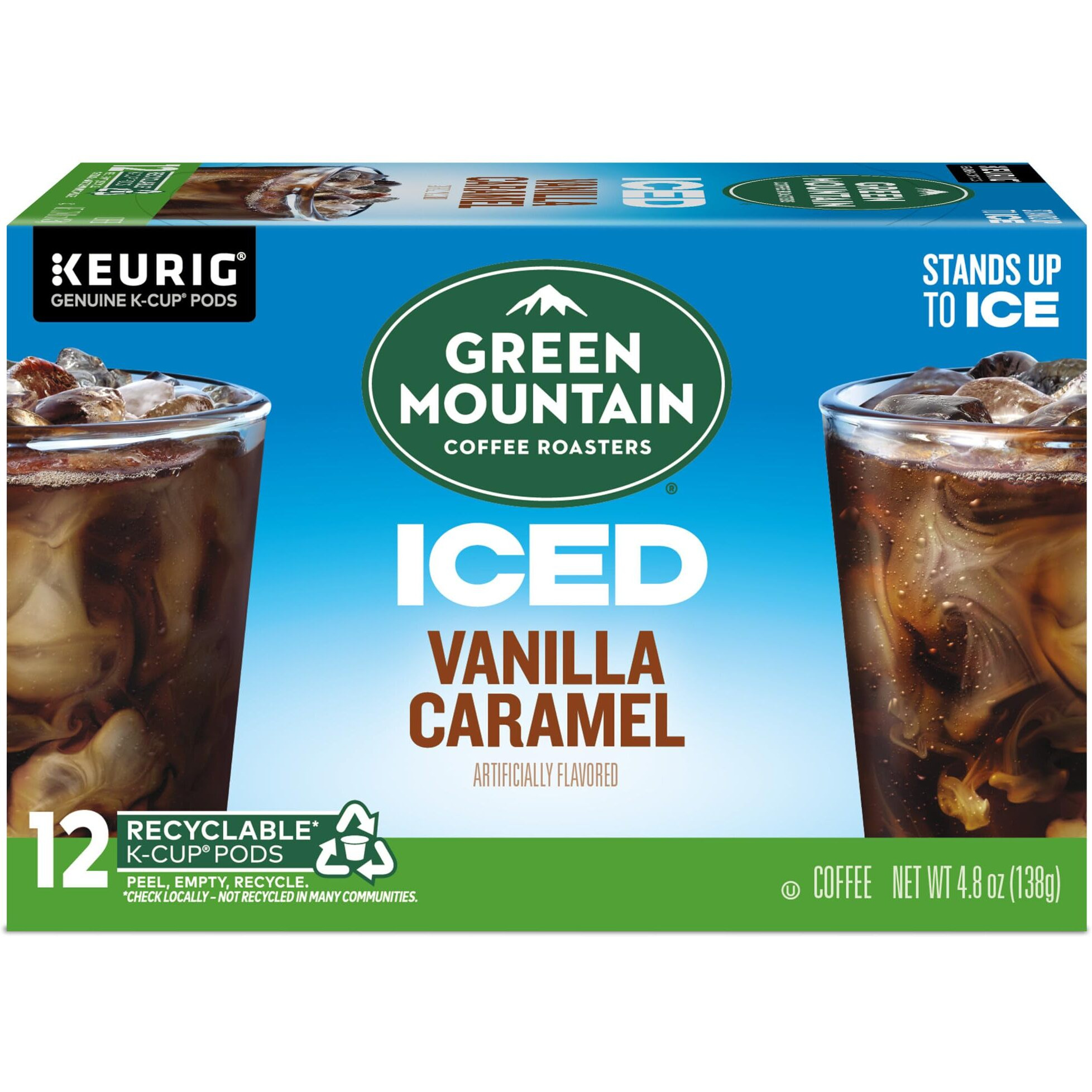 Green Mountain Coffee Roasters Iced Vanilla Caramel, Single Serve Keurig K-Cup Pods, Flavored Iced Coffee, 12 Count(Pack Of 6)