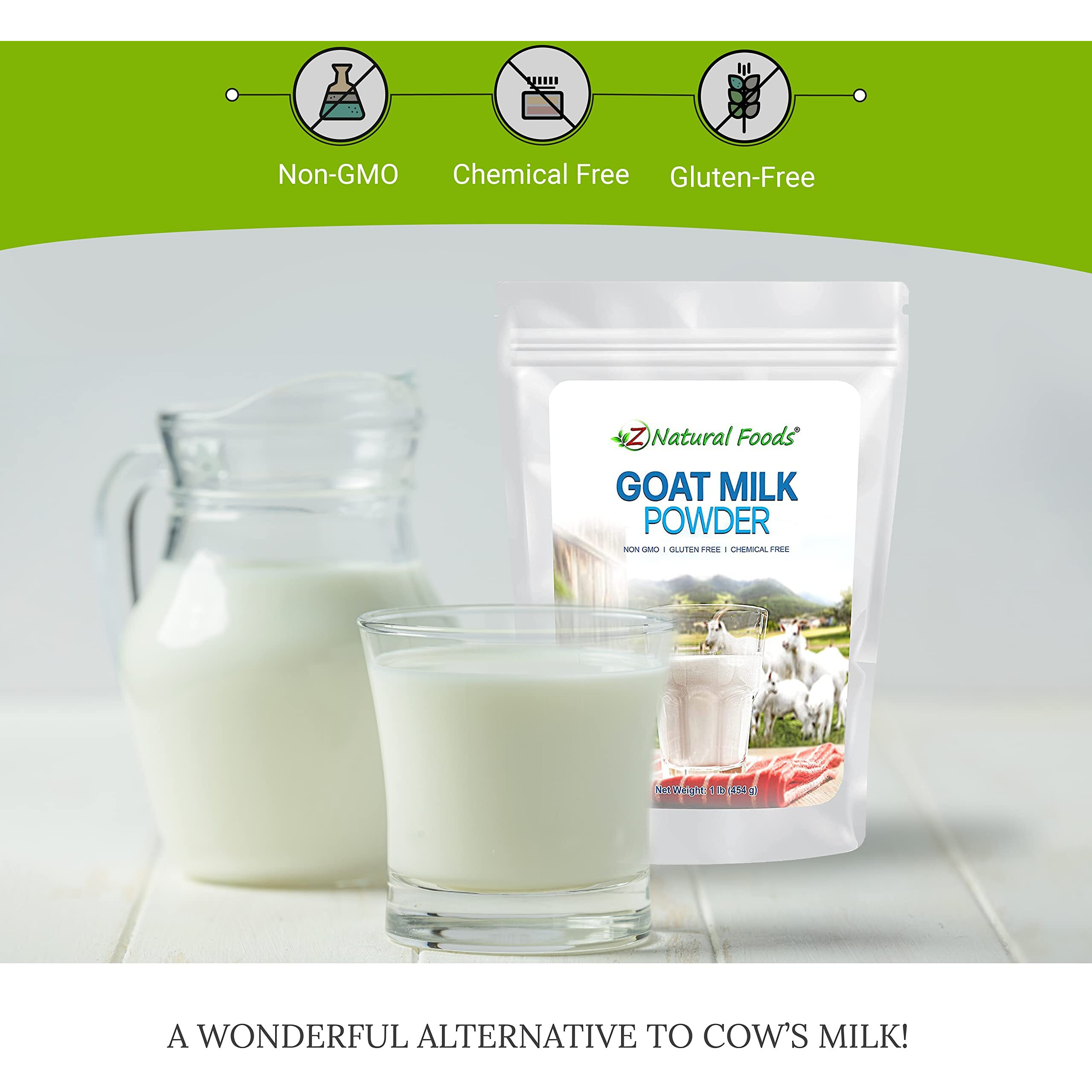 Z Natural Foods Goat Milk Powder - Pure Netherlands Full Cream Milk, Powdered Goat Milk, Highly Nutritious, Easy Digestion - Whole Goats Milk For Adults For Smoothies, Cooking, Baking, 1 Lb