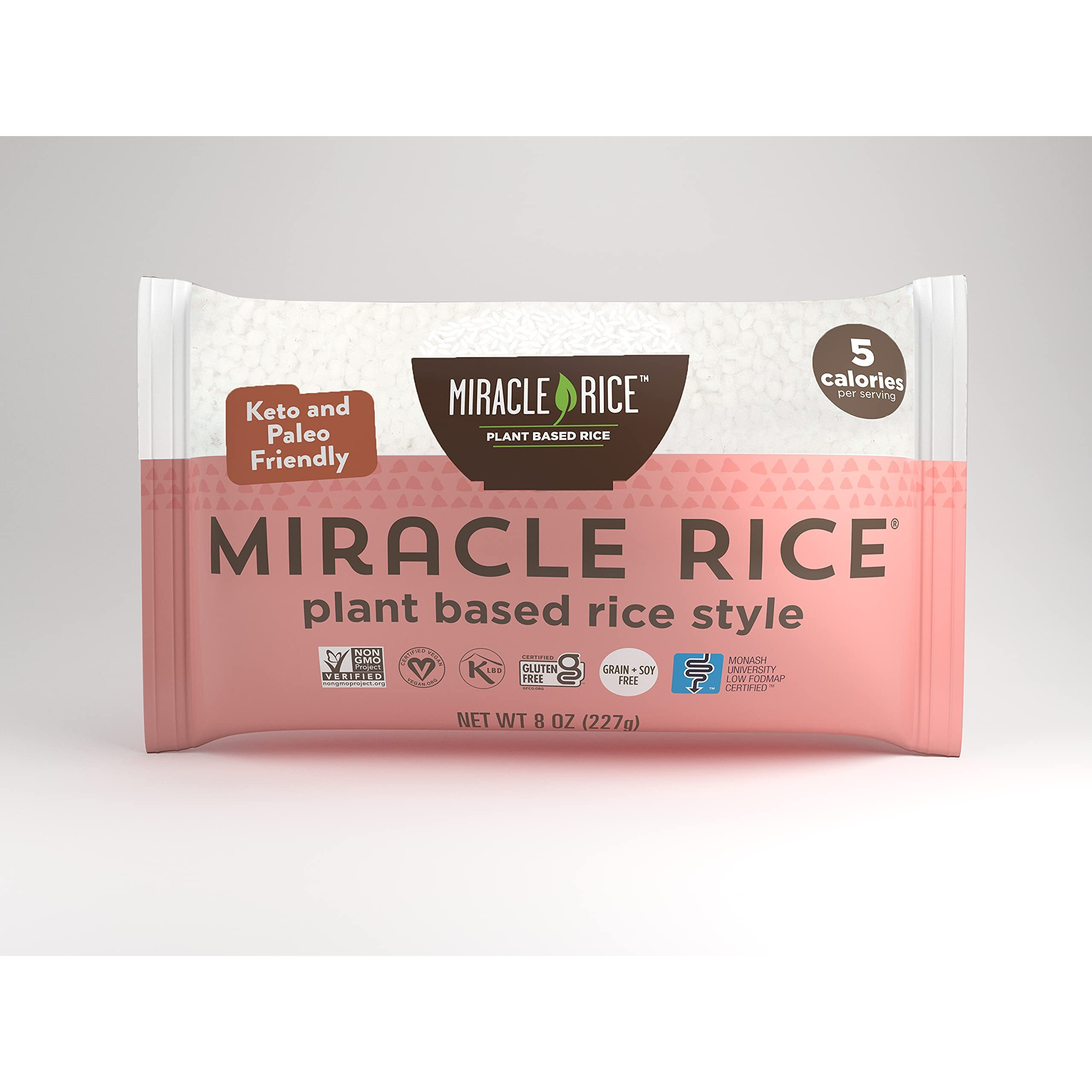 Miracle Noodle Miracle Rice - Konjac Rice, Keto Rice, Plant-Based, Gluten-Free, Soy Free, Low Carb Rice, Low-Calorie Rice, Grain Free, Perfect For Stir-Fry, Rice Pilaf, & Rice Pudding - 8 Oz, 6-Pack