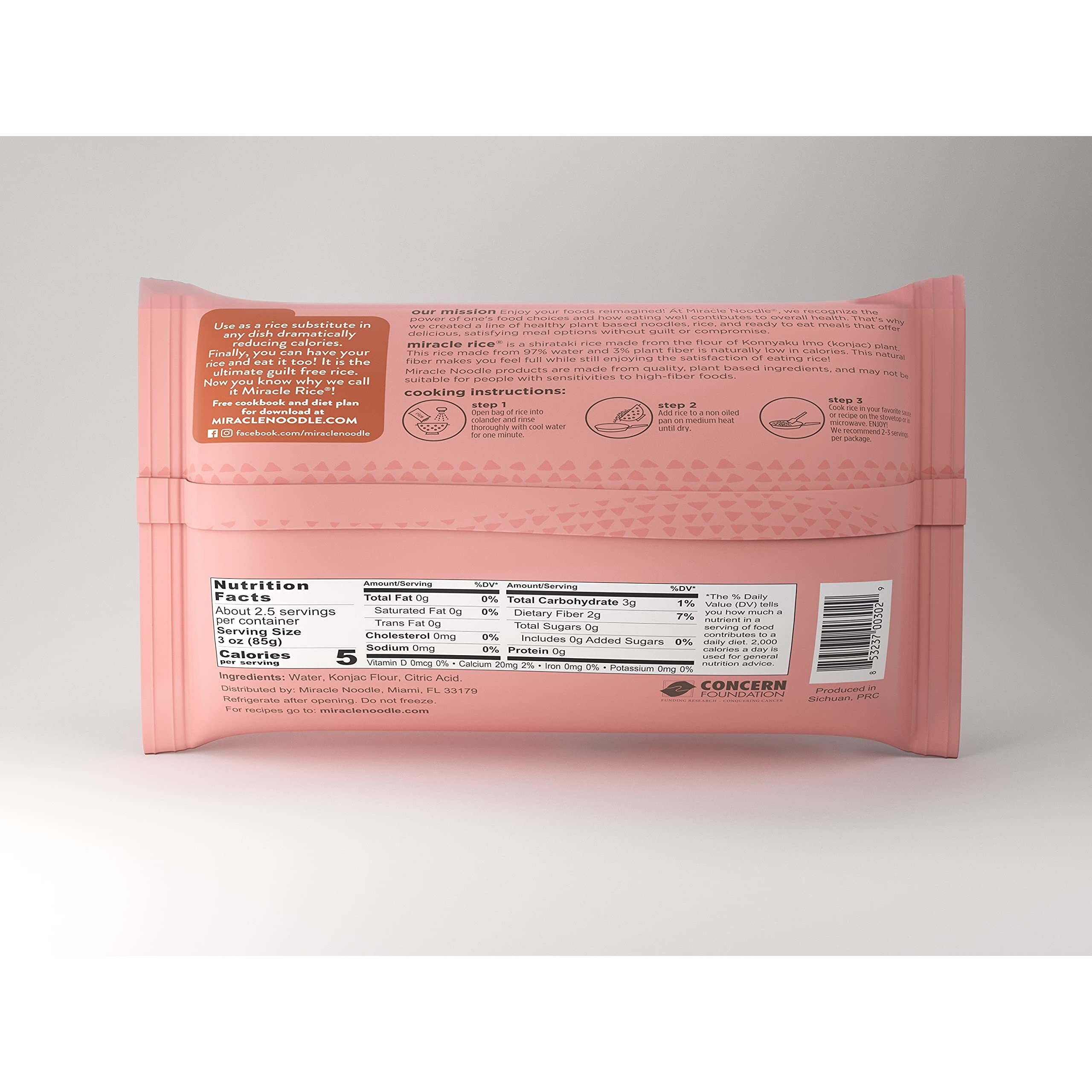 Miracle Noodle Miracle Rice - Konjac Rice, Keto Rice, Plant-Based, Gluten-Free, Soy Free, Low Carb Rice, Low-Calorie Rice, Grain Free, Perfect For Stir-Fry, Rice Pilaf, & Rice Pudding - 8 Oz, 6-Pack
