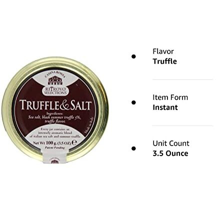 Casina Rossa Truffle Salt 3.5 Oz Jar - Italian Sea Salt With Dried Black Summer Truffle For Seasoning, Finishing & Cooking