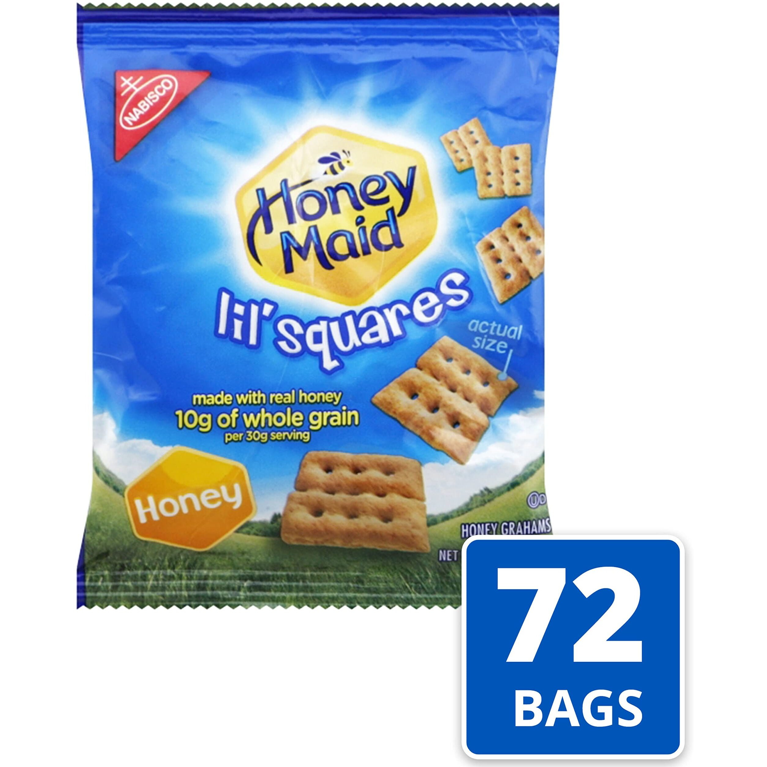 Honey Maid Lil' Squares Graham Crackers, Honey, 1.06 Oz -Pack Of 72
