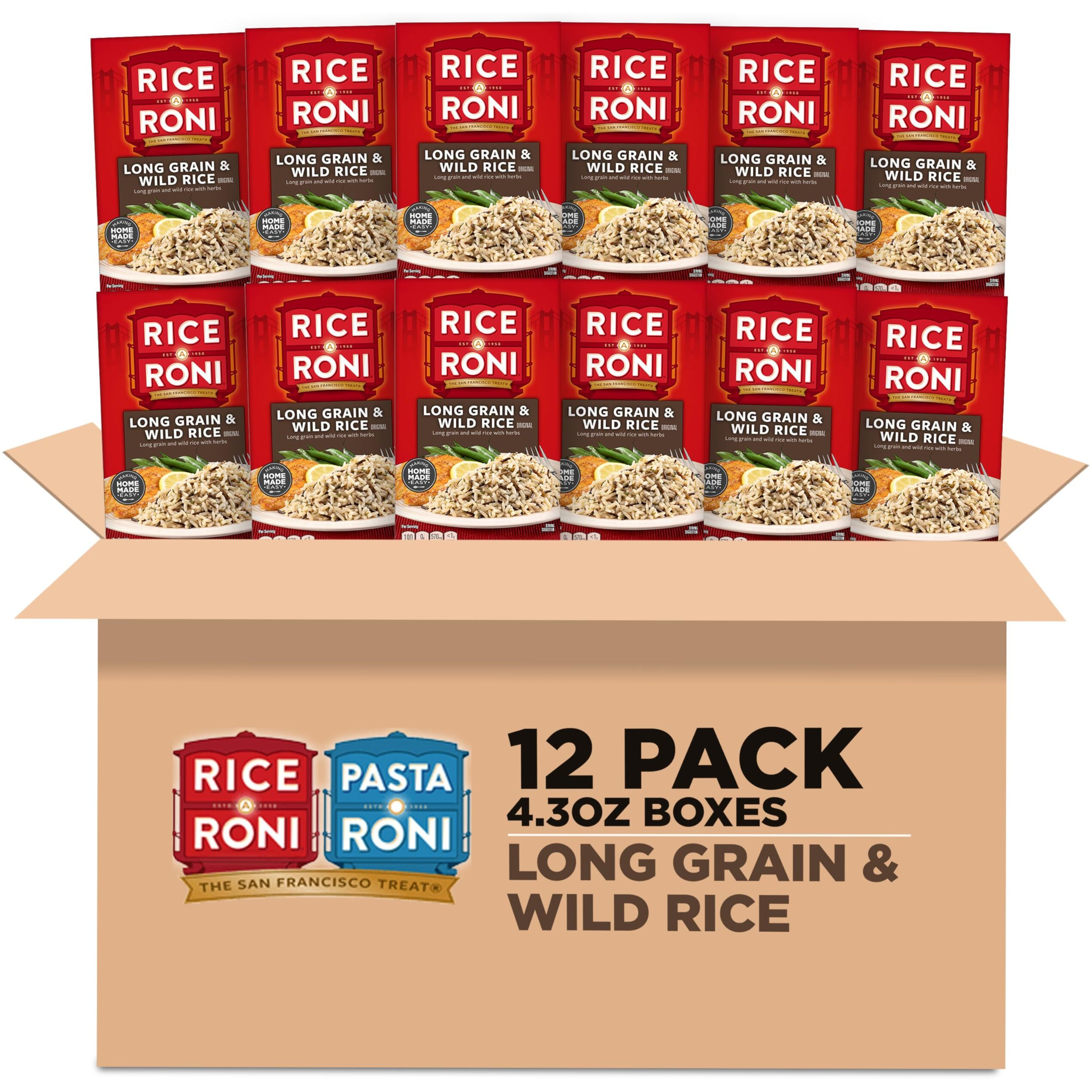 Rice-A-Roni Long Grain & Wild Rice With Herbs, 4.3 Ounce Pack Of 12