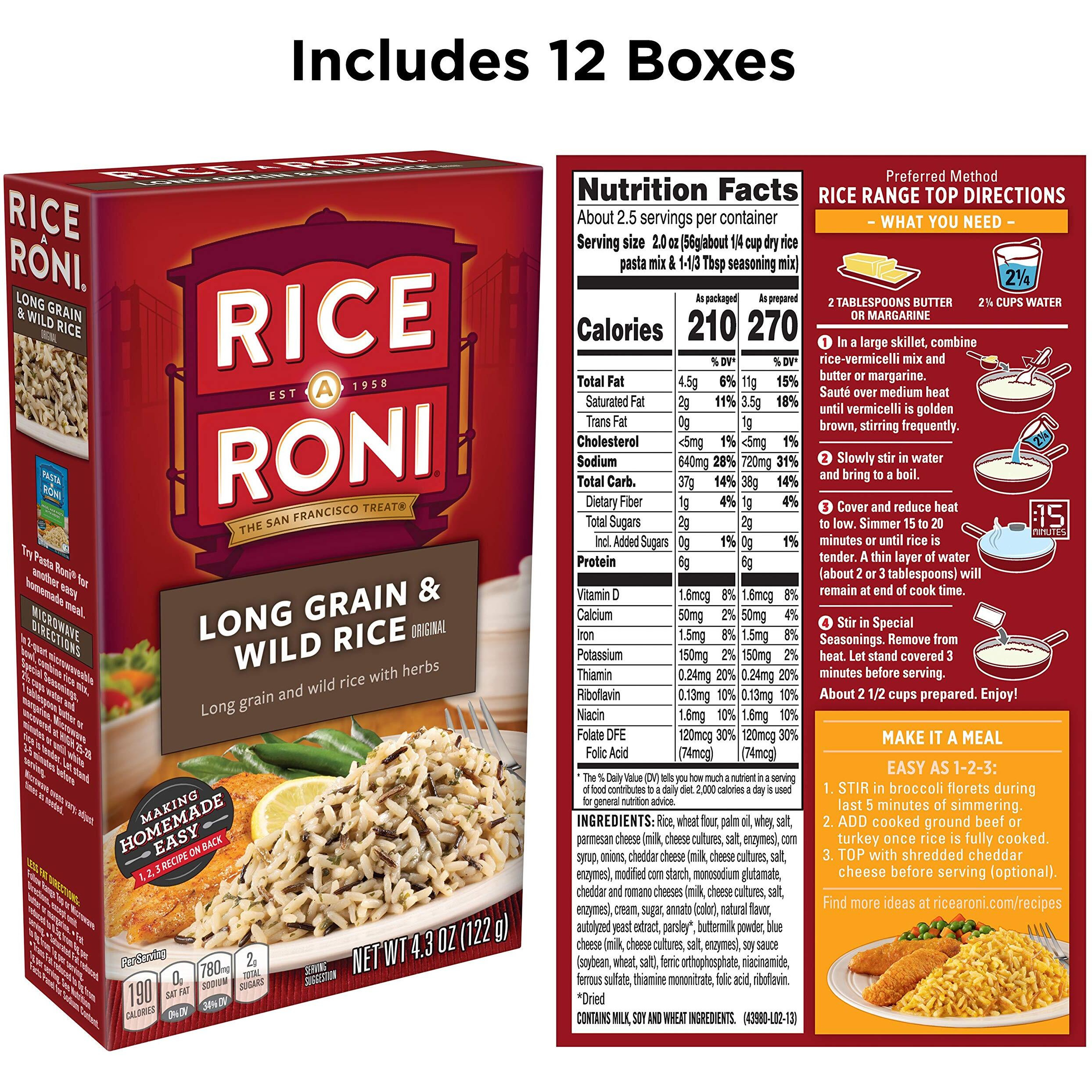 Rice-A-Roni Long Grain & Wild Rice With Herbs, 4.3 Ounce Pack Of 12