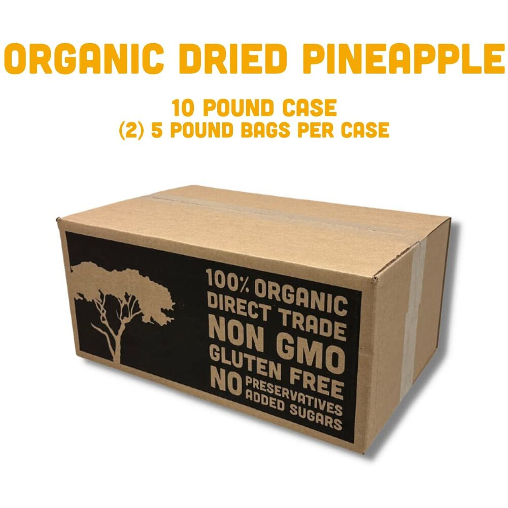 Mavuno Harvest Pineapple Dried Fruit Snacks | Organic Dried Pineapple Chunks | Gluten Free Healthy Snacks For Kids And Adults | No Sugar Added, Vegan, Non Gmo, Direct Trade | Bulk 10 Pounds
