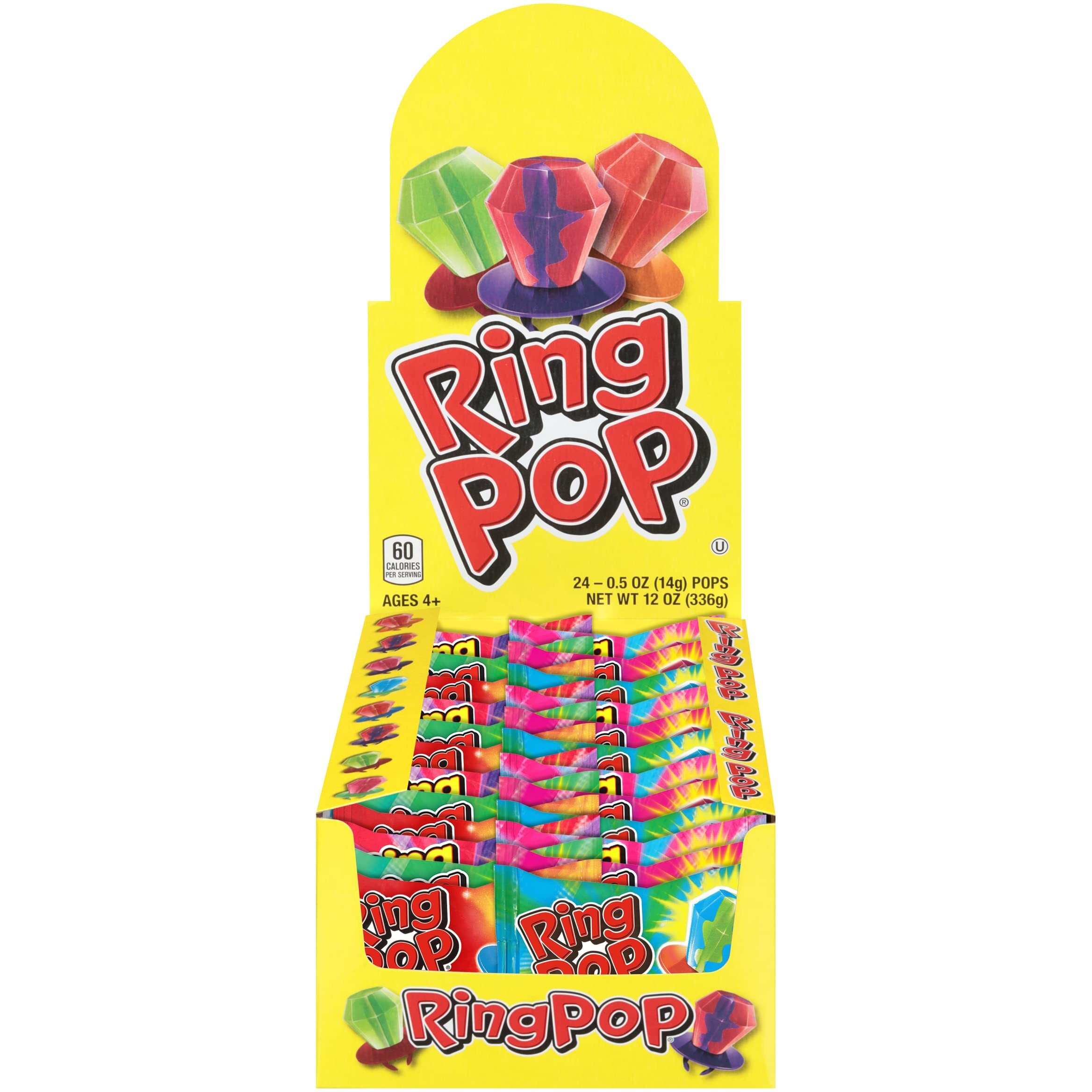 Ring Pop Individually Wrapped Bulk Lollipop Variety Party Pack - 24 Count Lollipop Suckers W/ Assorted Flavors - Fun Candy For Halloween Parties And Trick Or Treating