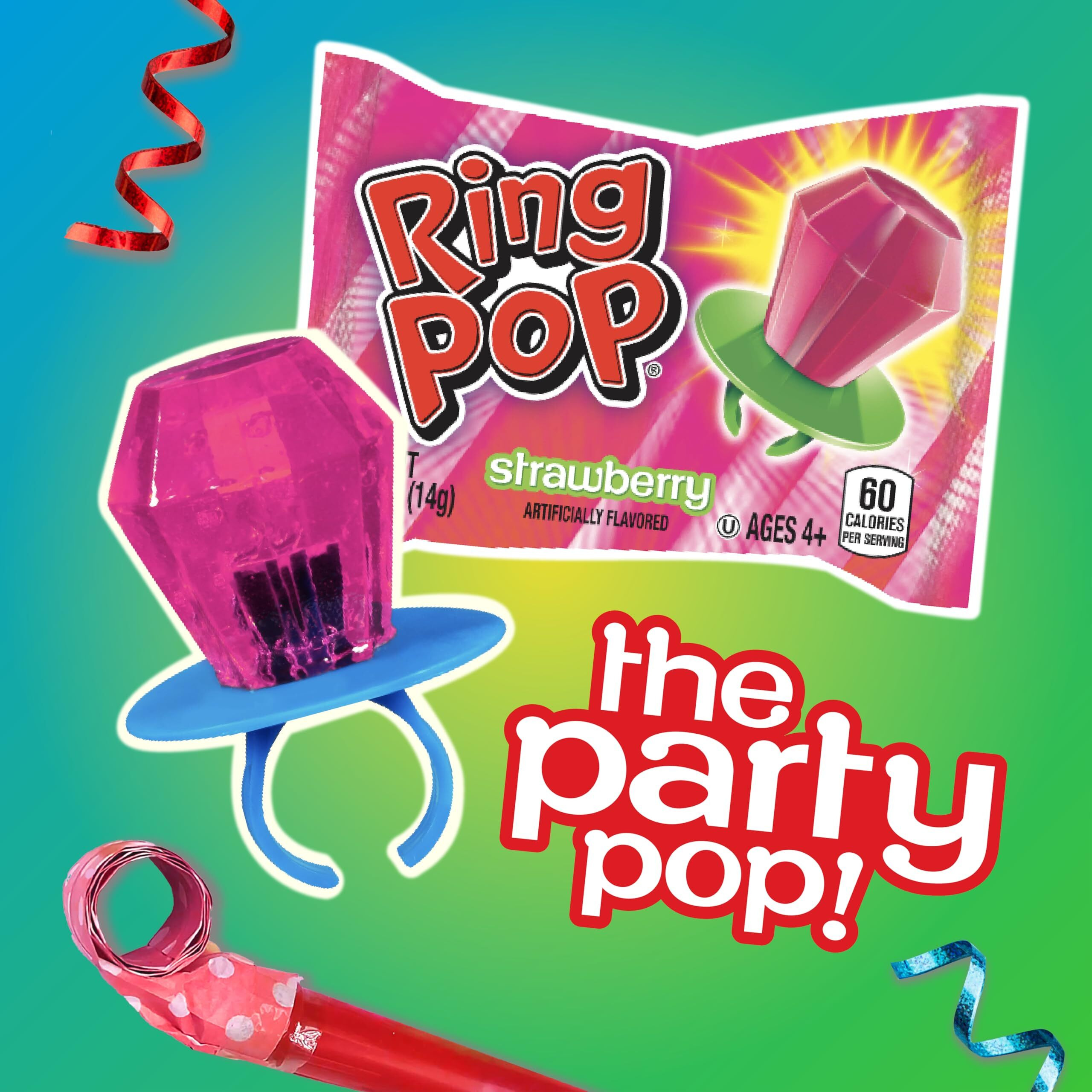Ring Pop Individually Wrapped Bulk Lollipop Variety Party Pack - 24 Count Lollipop Suckers W/ Assorted Flavors - Fun Candy For Halloween Parties And Trick Or Treating