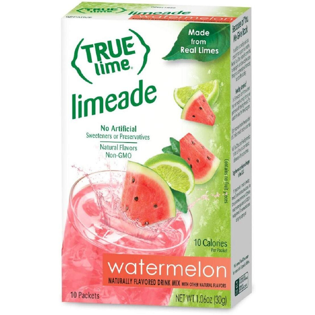 New Flavor True Lime | Watermelon Aqua Fresca 10Ct Each Box. True Lemon | True Citrus Non Gmo And No Gluten, 1.06 Ounce (Pack Of 4)