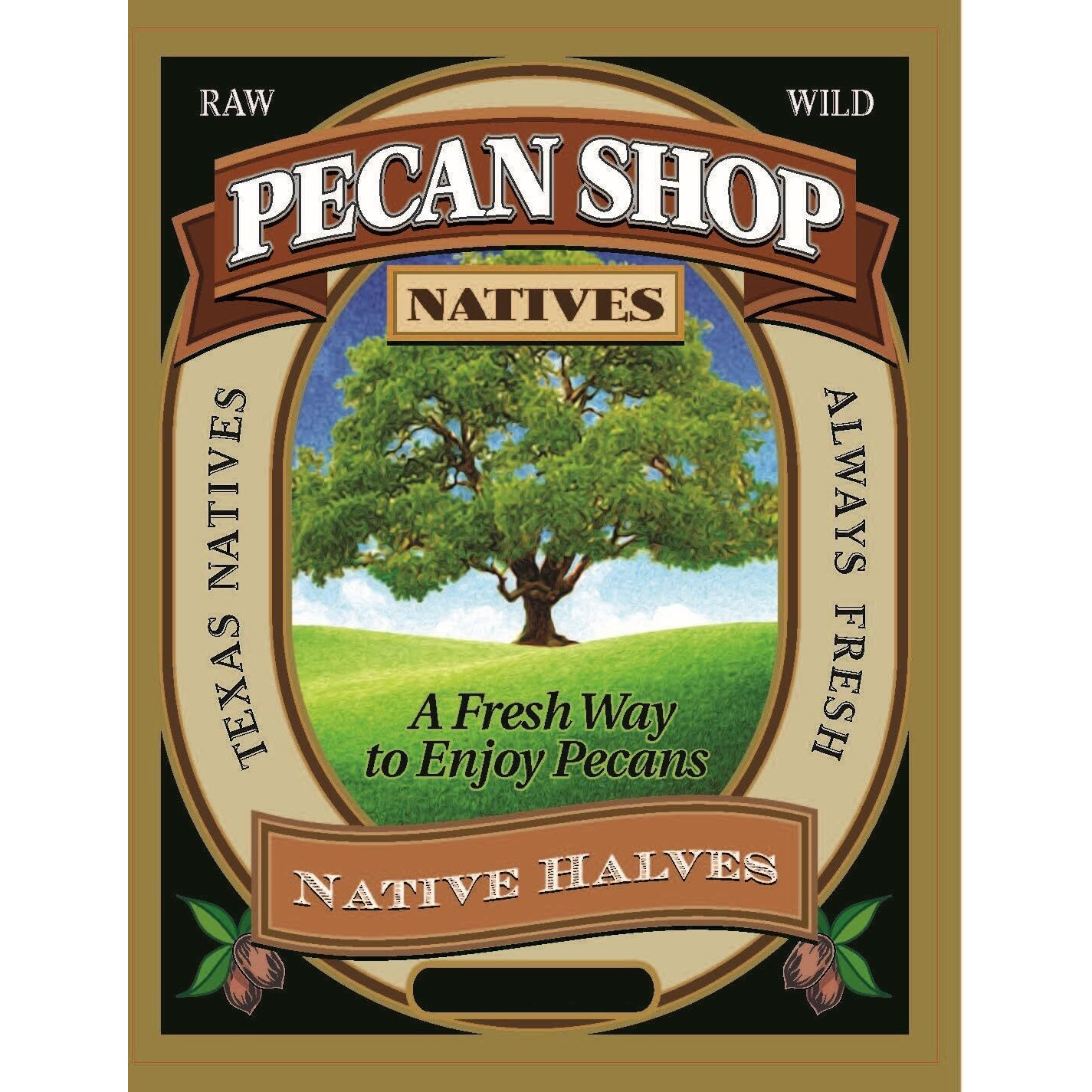 Pecan Shop Raw Unpasteurized Shelled Texas Native Pecans, Wild-Harvested And Tested Pesticide-Free Pecan Halves In Oxygen-Barrier Bag For Peak Freshness - 5 Lb