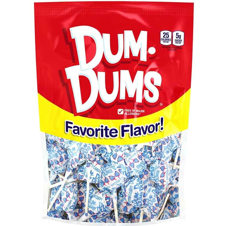 Dum Dums Lollipops Cotton Candy Flavor 1-50 Ct Bag