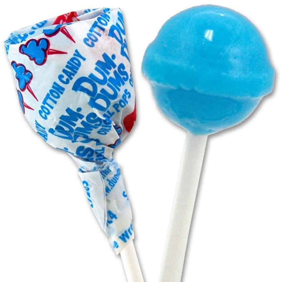 Dum Dums Lollipops Cotton Candy Flavor 1-50 Ct Bag