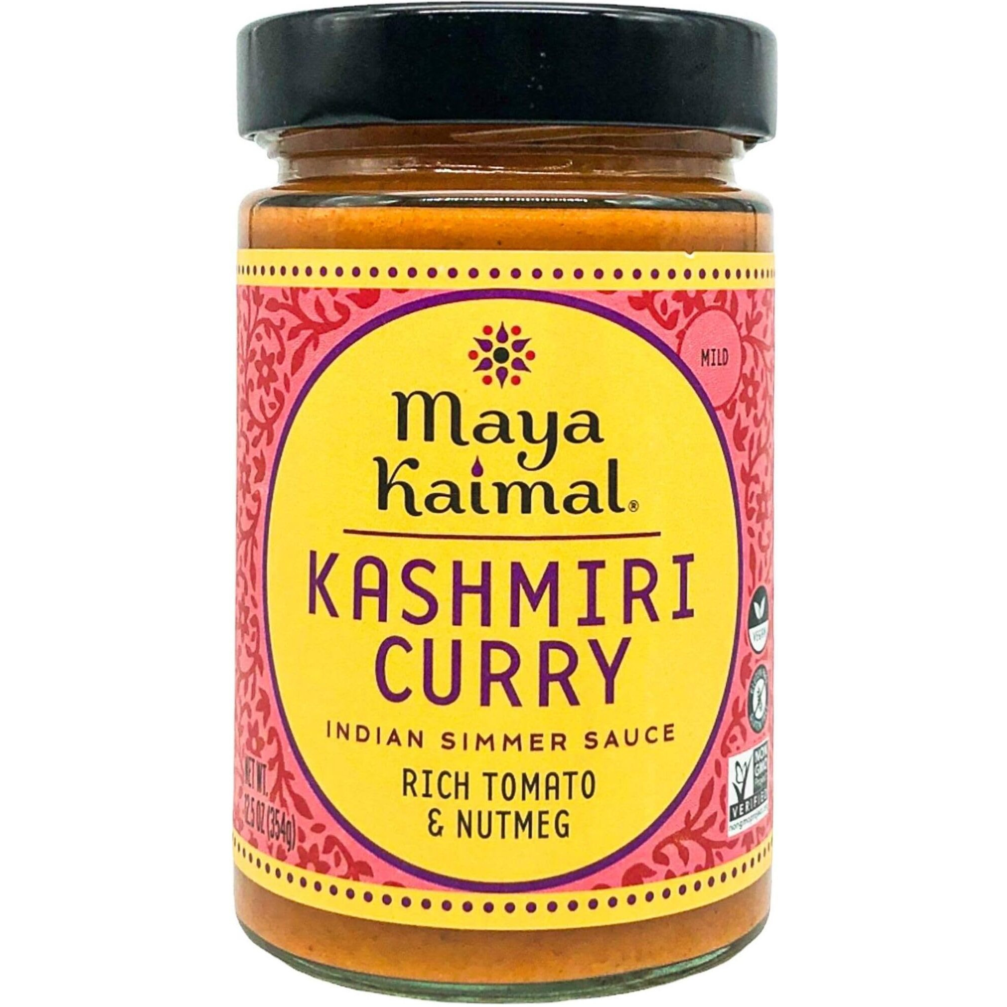 Maya Kaimal Kashmiri Curry Sauce, 12.5 Oz, Mild Indian Simmer Sauce With Tomato And Nutmeg. Vegan, Gluten Free, Non-Gmo Project Verified, Vegetarian