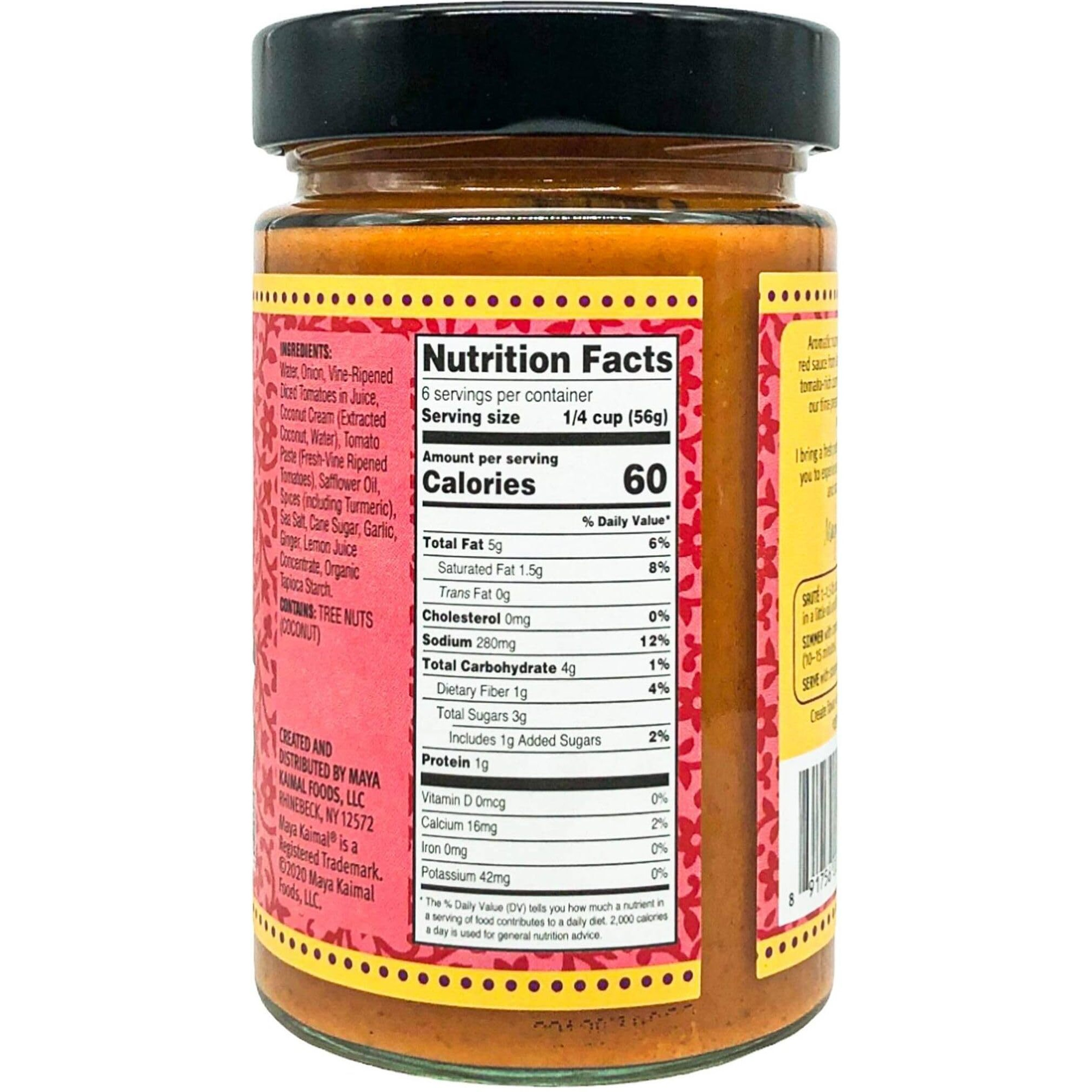 Maya Kaimal Kashmiri Curry Sauce, 12.5 Oz, Mild Indian Simmer Sauce With Tomato And Nutmeg. Vegan, Gluten Free, Non-Gmo Project Verified, Vegetarian