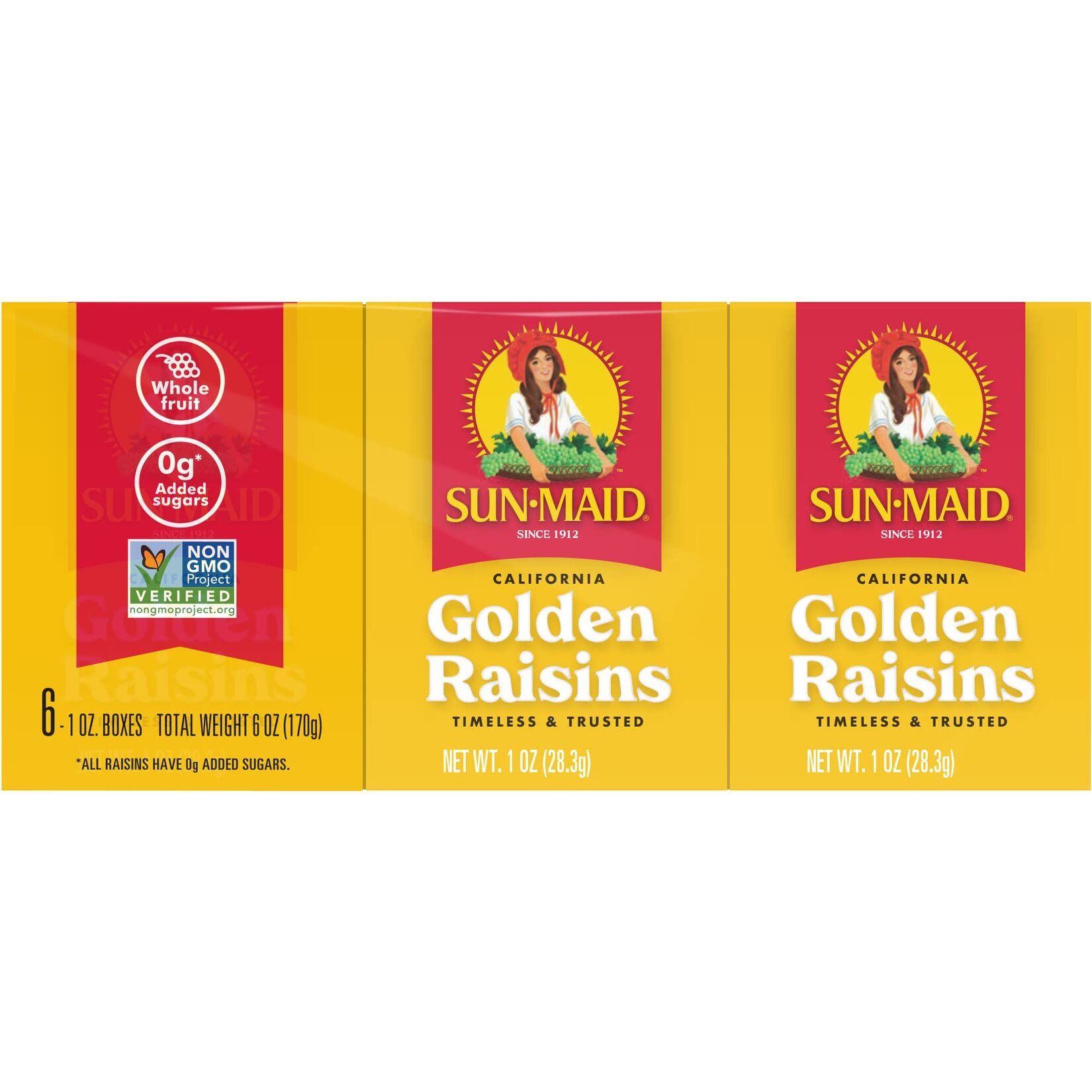 Sun-Maid California Golden Raisins - (72 Pack) 1 Oz Snack-Size Box - Dried Fruit Snack For Lunches, Snacks, And Natural Sweeteners