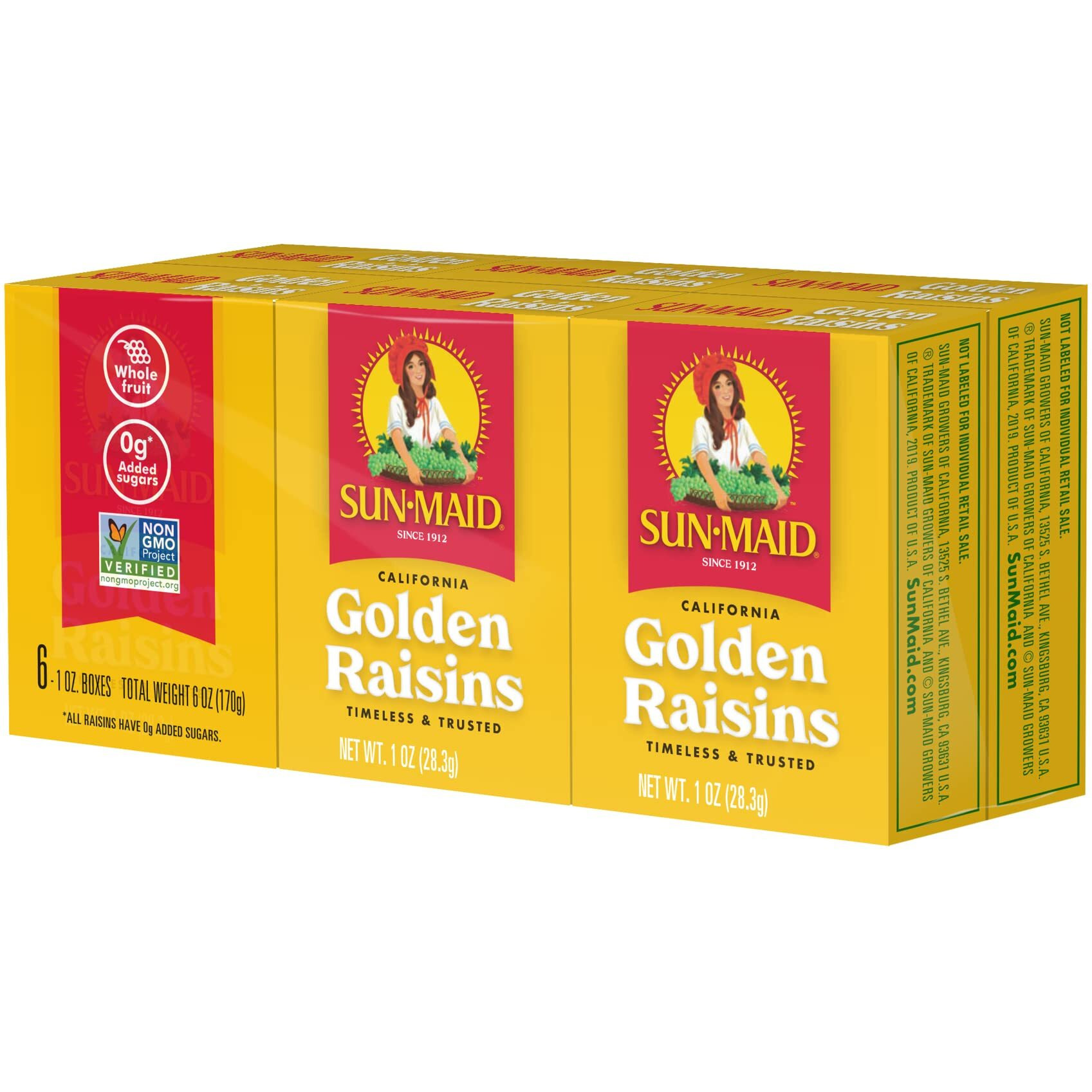 Sun-Maid California Golden Raisins - (72 Pack) 1 Oz Snack-Size Box - Dried Fruit Snack For Lunches, Snacks, And Natural Sweeteners
