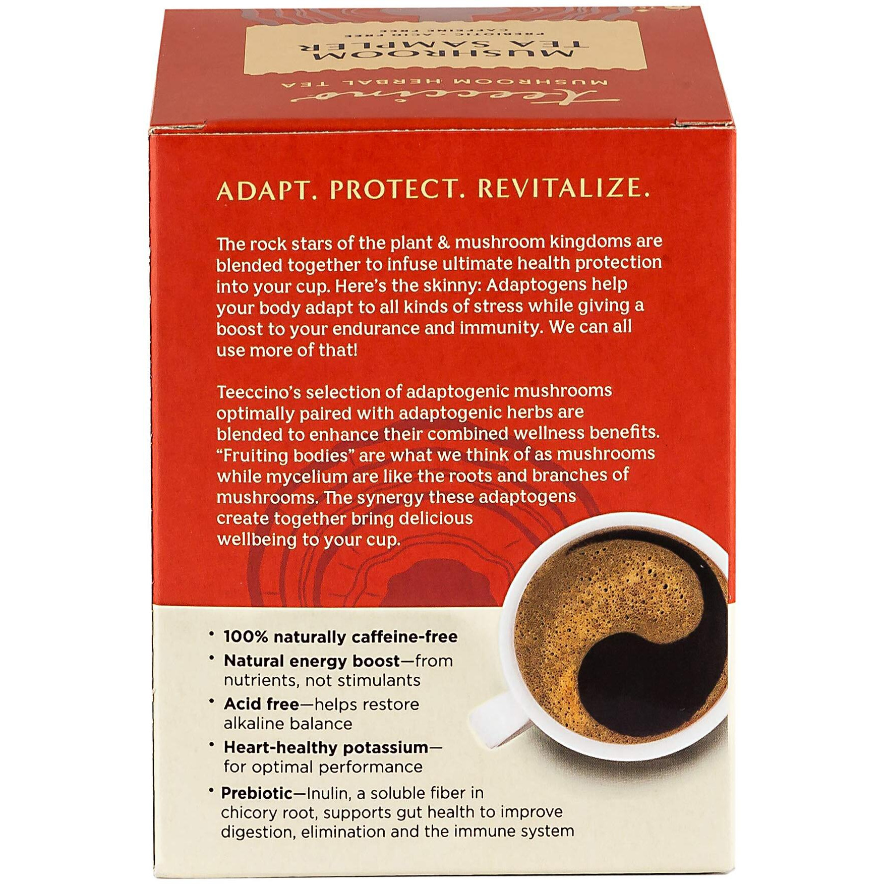 Teeccino Mushroom Herbal Tea - Mushroom Adaptogen Tea Sampler - Support Your Health With Mushrooms And Adaptogenic Herbs, Prebiotic, Caffeine Free, Acid Free, 12 Tea Bags
