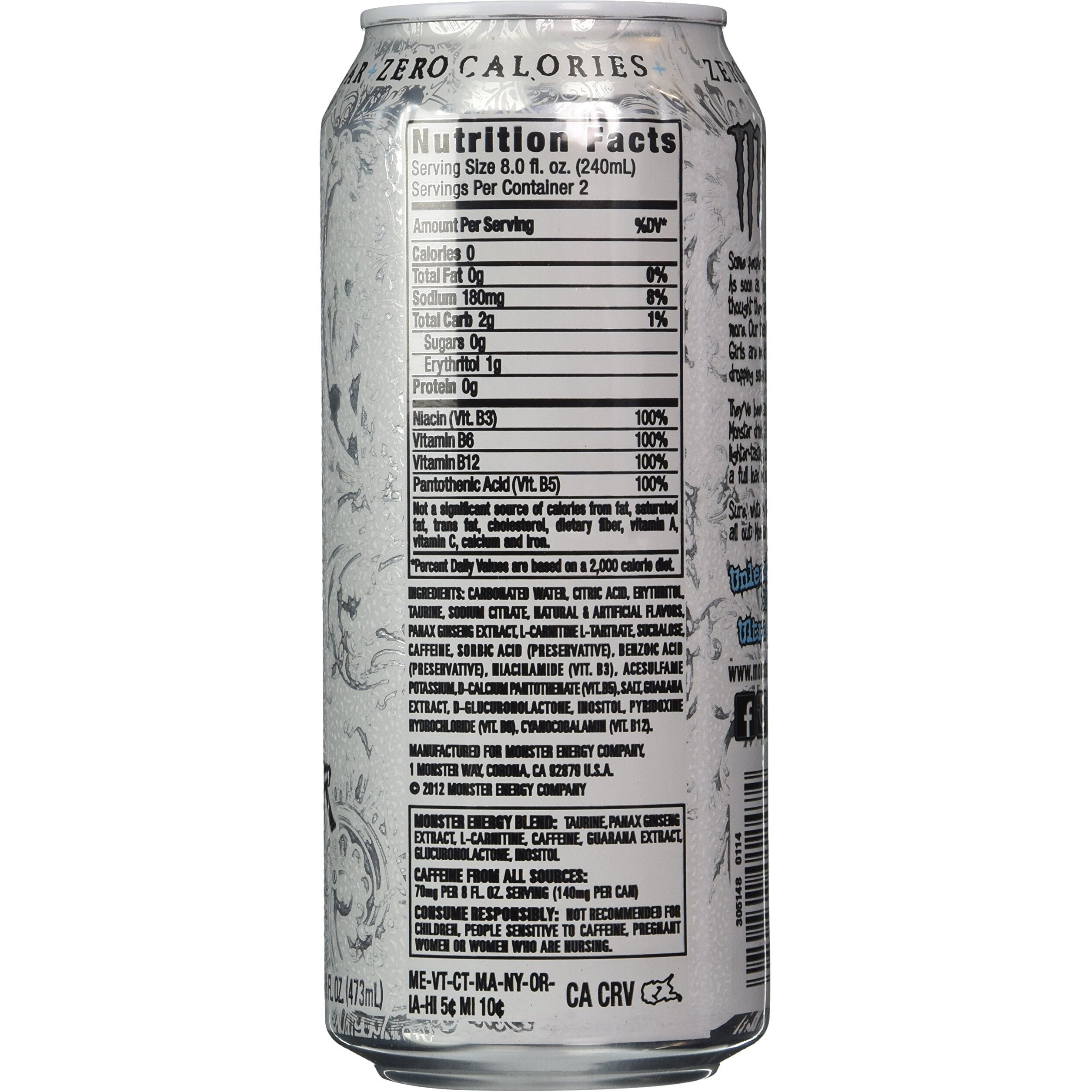 Monster Energy Drink, Zero Ultra, Sugar Free (16 Oz. Cans, 24 Ct.) 384 Fl Oz, 384 Fl. Oz.