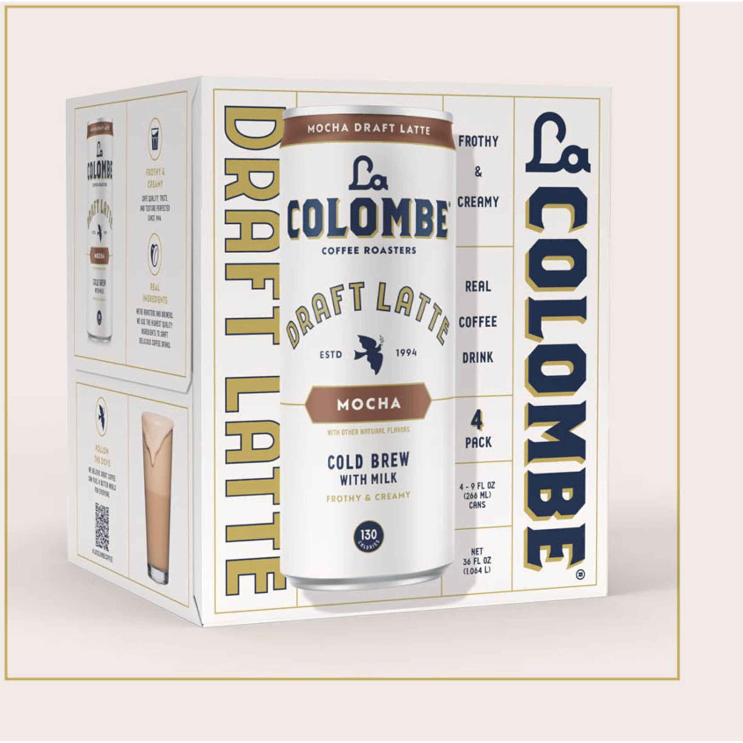 La Colombe Mocha Draft Latte - 9 Fluid Ounce, 4 Count - Cold-Pressed Espresso And Frothed Milk + Dark Chocolate - Made With Real Ingredients - Grab And Go Coffee