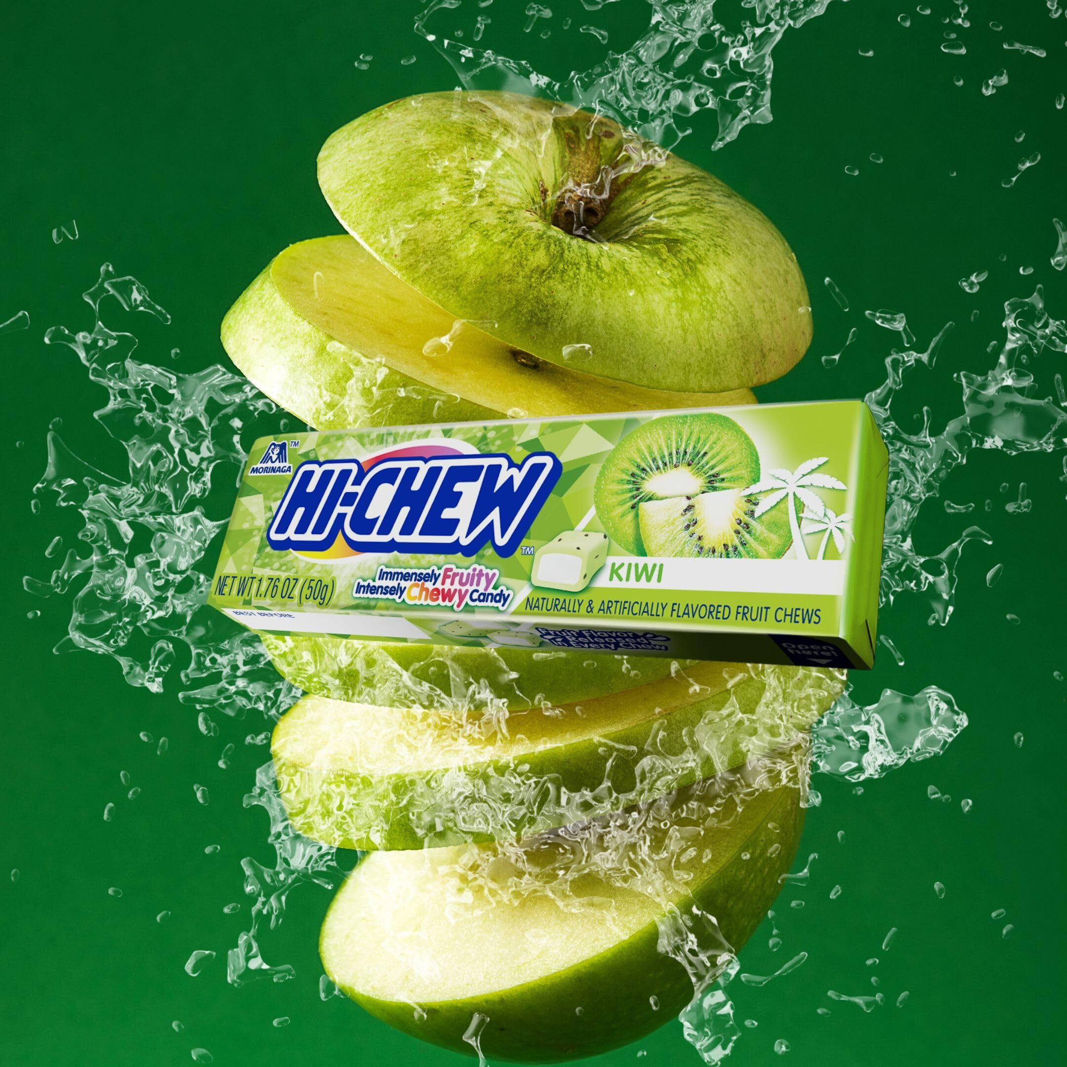 Hi-Chew Green Apple - Box Of 15 Sticks, 1.76Oz Ea | Unique Fun Soft & Chewy Taffy Candy | Immensely Juicy Fruit Flavors