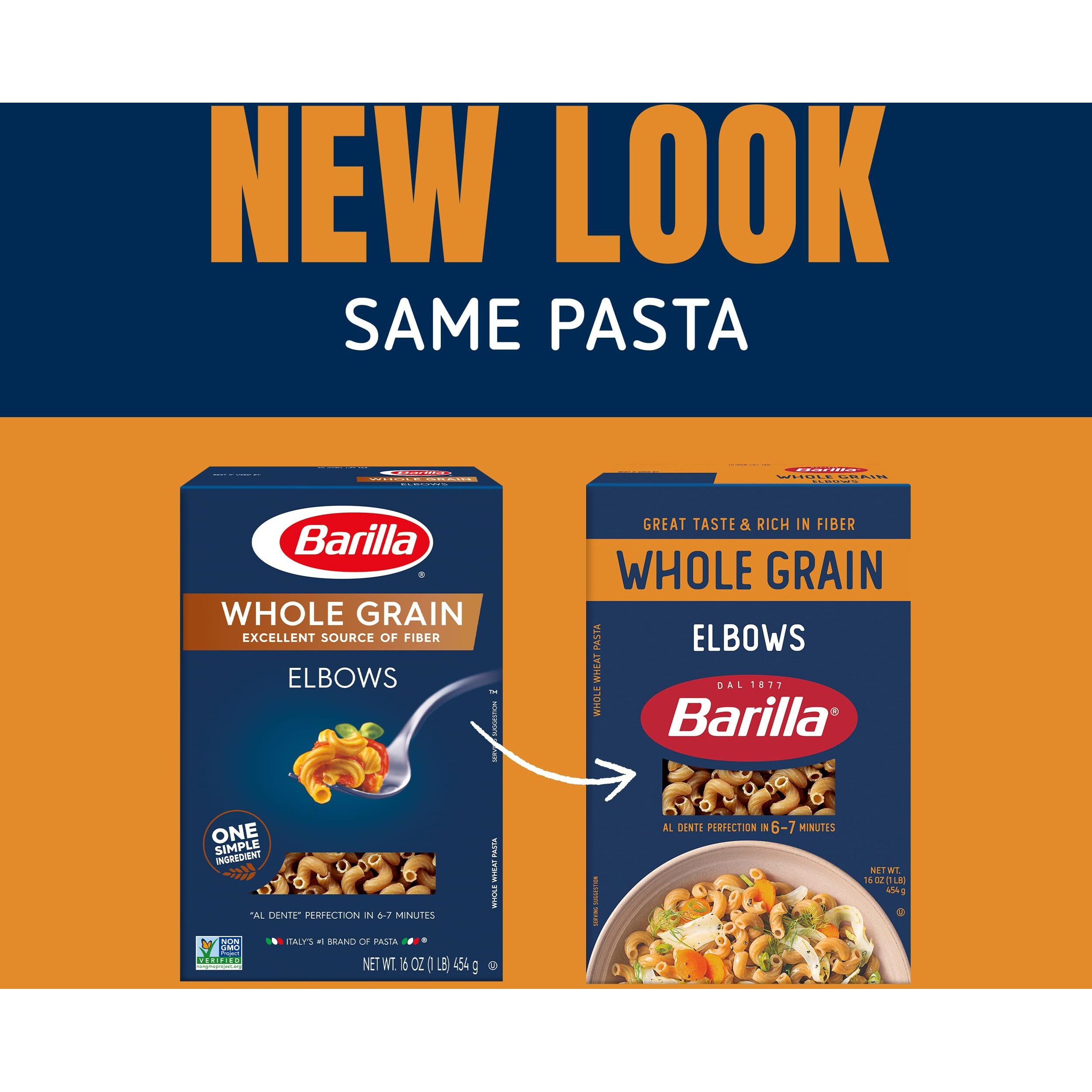 Barilla Whole Grain Elbows Pasta, 16 Oz. Box (Pack Of 12) - Non-Gmo Pasta Made With 100% Whole Grain Durum Wheat - Great Source Of Fiber