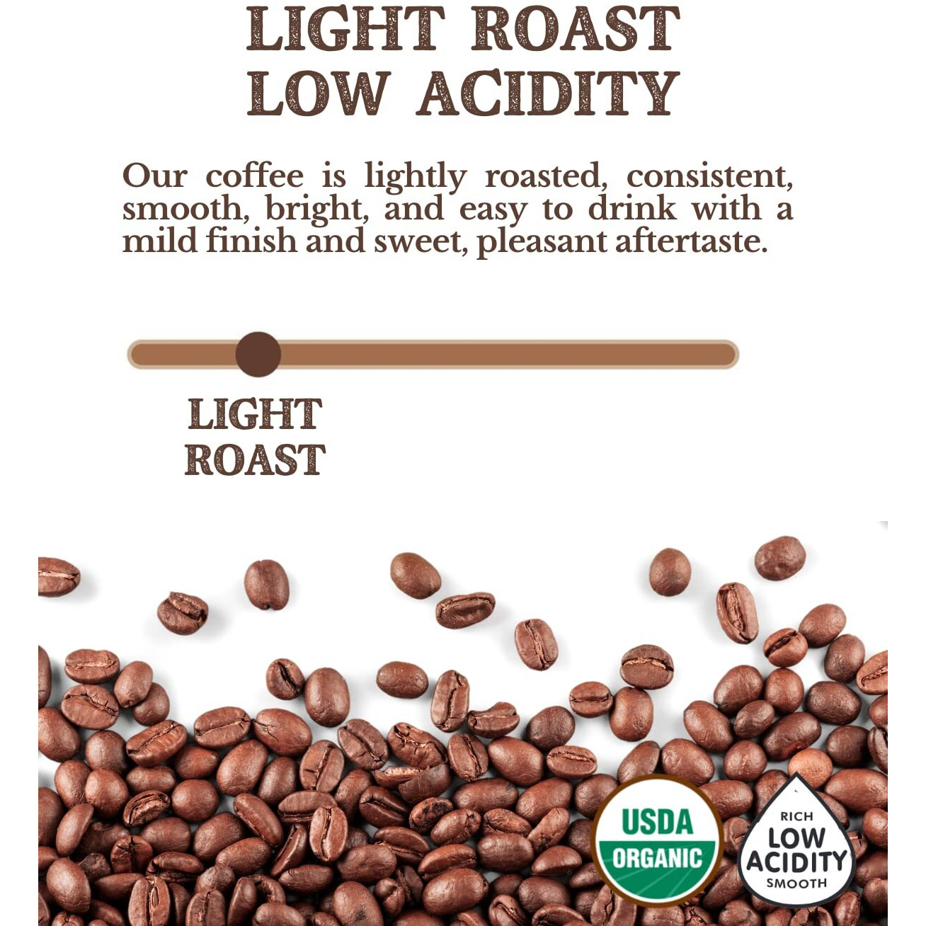 Subtle Earth Organic Coffee - Light Roast - Whole Bean Coffee - 100% Arabica Beans - Low Acidity And Non-Gmo - 5Lb Bag