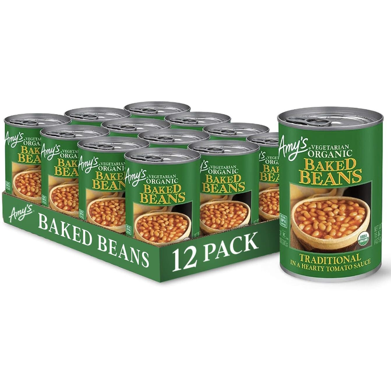 Amy's Organic Baked Beans Canned, Traditional, Vegan Gluten Free, Vegetarian, 15.4 Oz (12 Pack)