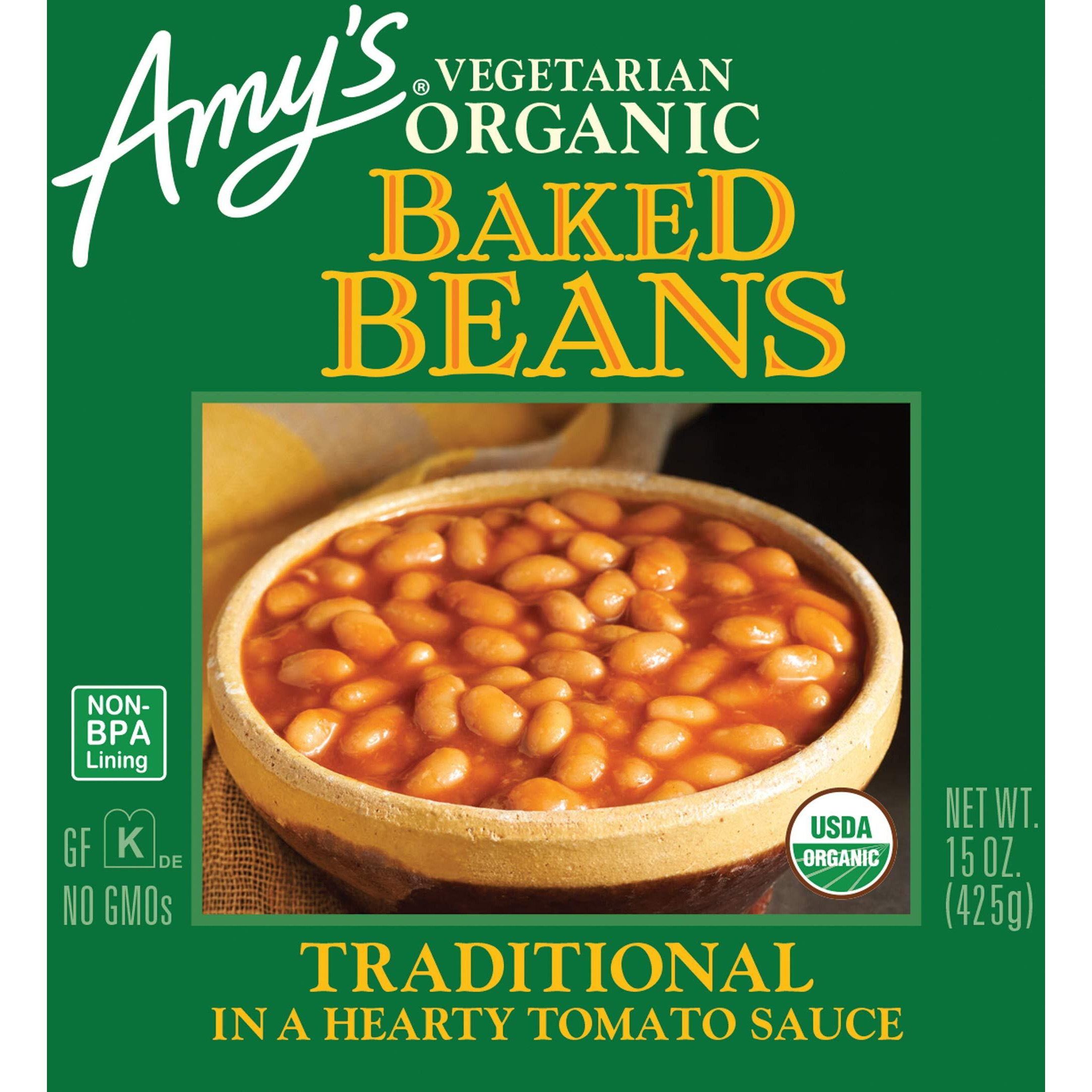 Amy's Organic Baked Beans Canned, Traditional, Vegan Gluten Free, Vegetarian, 15.4 Oz (12 Pack)