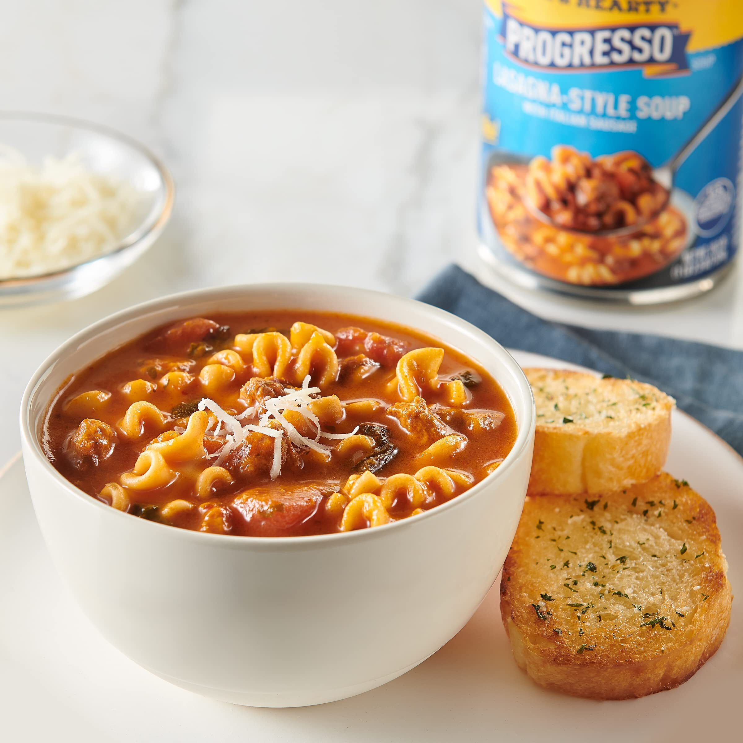 Progresso Rich & Hearty, Lasagna-Style Soup With Italian Sausage, Canned Soup, 18.5 Oz. (Pack Of 12)