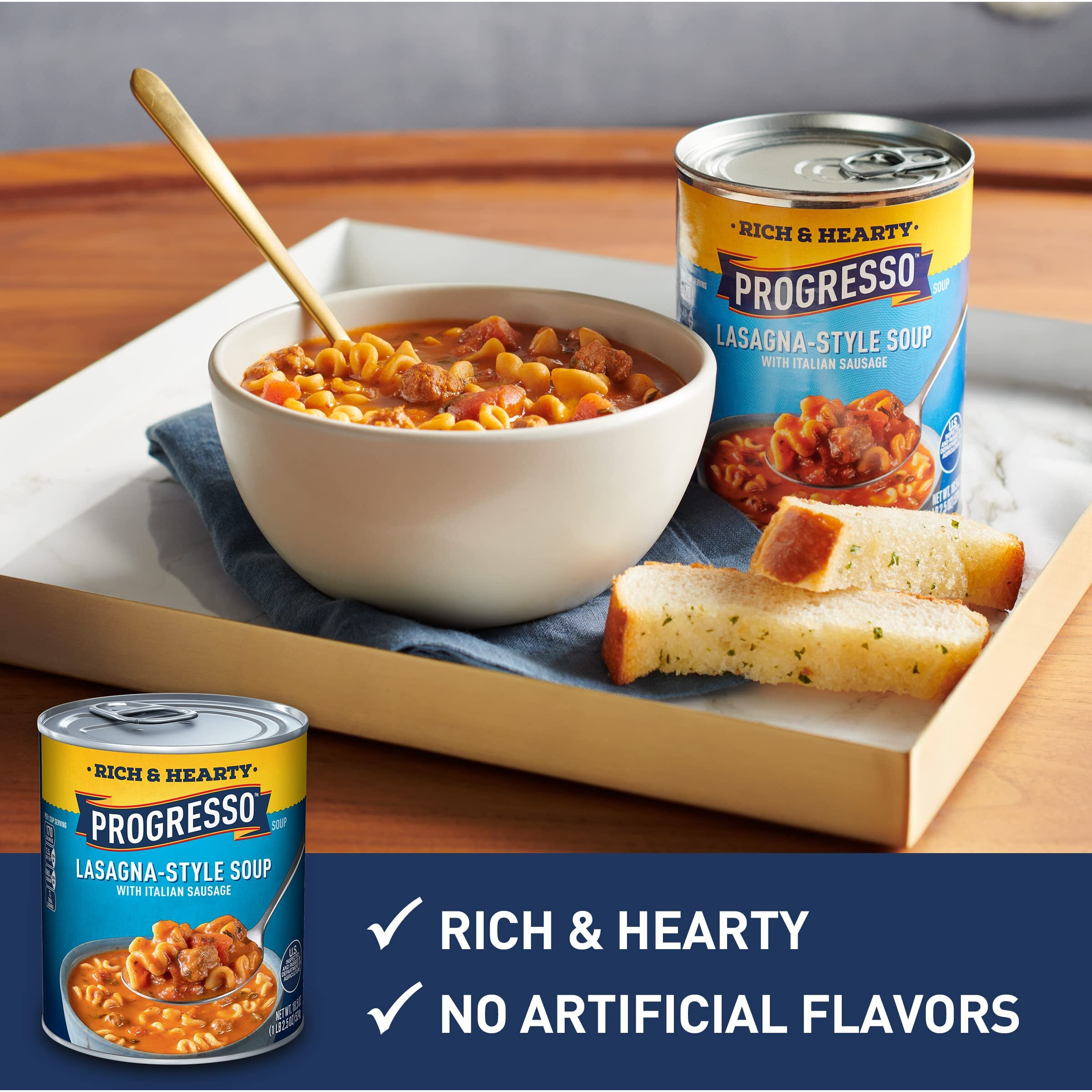 Progresso Rich & Hearty, Lasagna-Style Soup With Italian Sausage, Canned Soup, 18.5 Oz. (Pack Of 12)