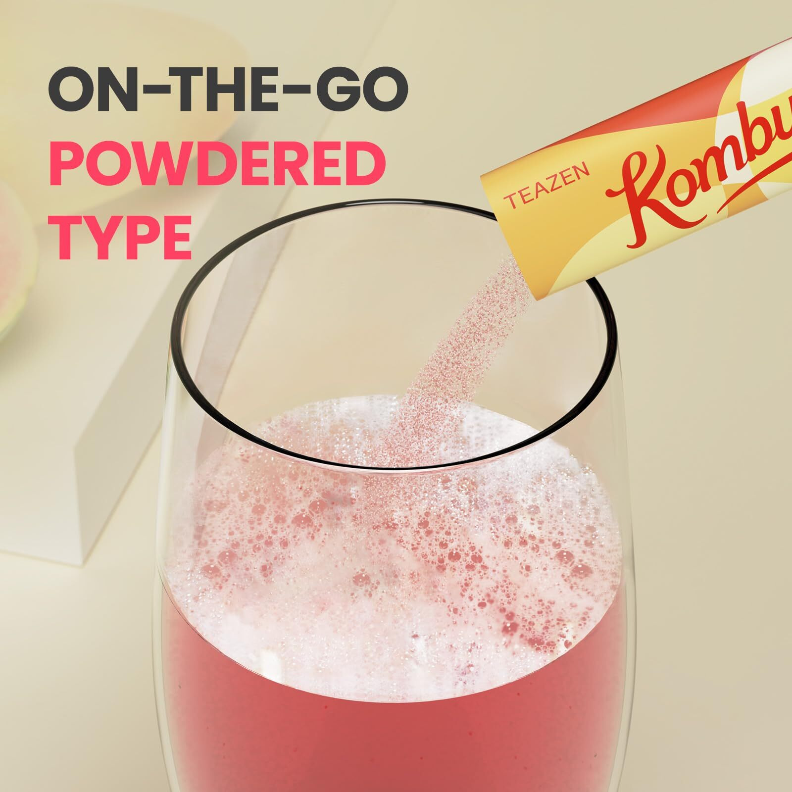 Teazen Mango Guava Kombucha Tea, Hydration Drink Mix, Sugar Free, Live Probiotics & Prebiotics, 10 Sticks, 1.76Oz