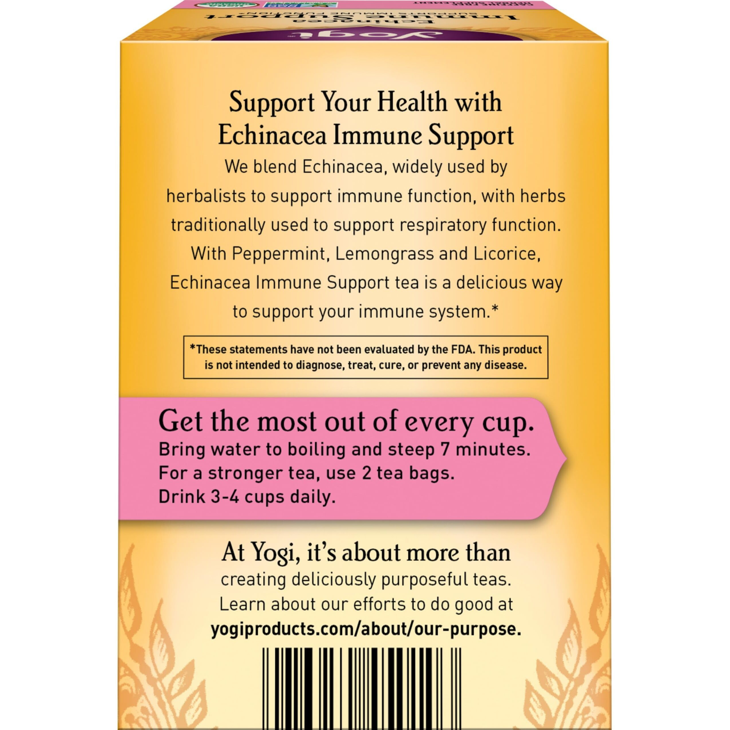 Yogi Tea Echinacea Immune Support Tea - 16 Tea Bags Per Pack (4 Packs) - Organic Immunity Support Tea - Includes Peppermint Leaf, Lemongrass, Cinnamon Bark, Echinacea Purpurea, Licorice Root & More