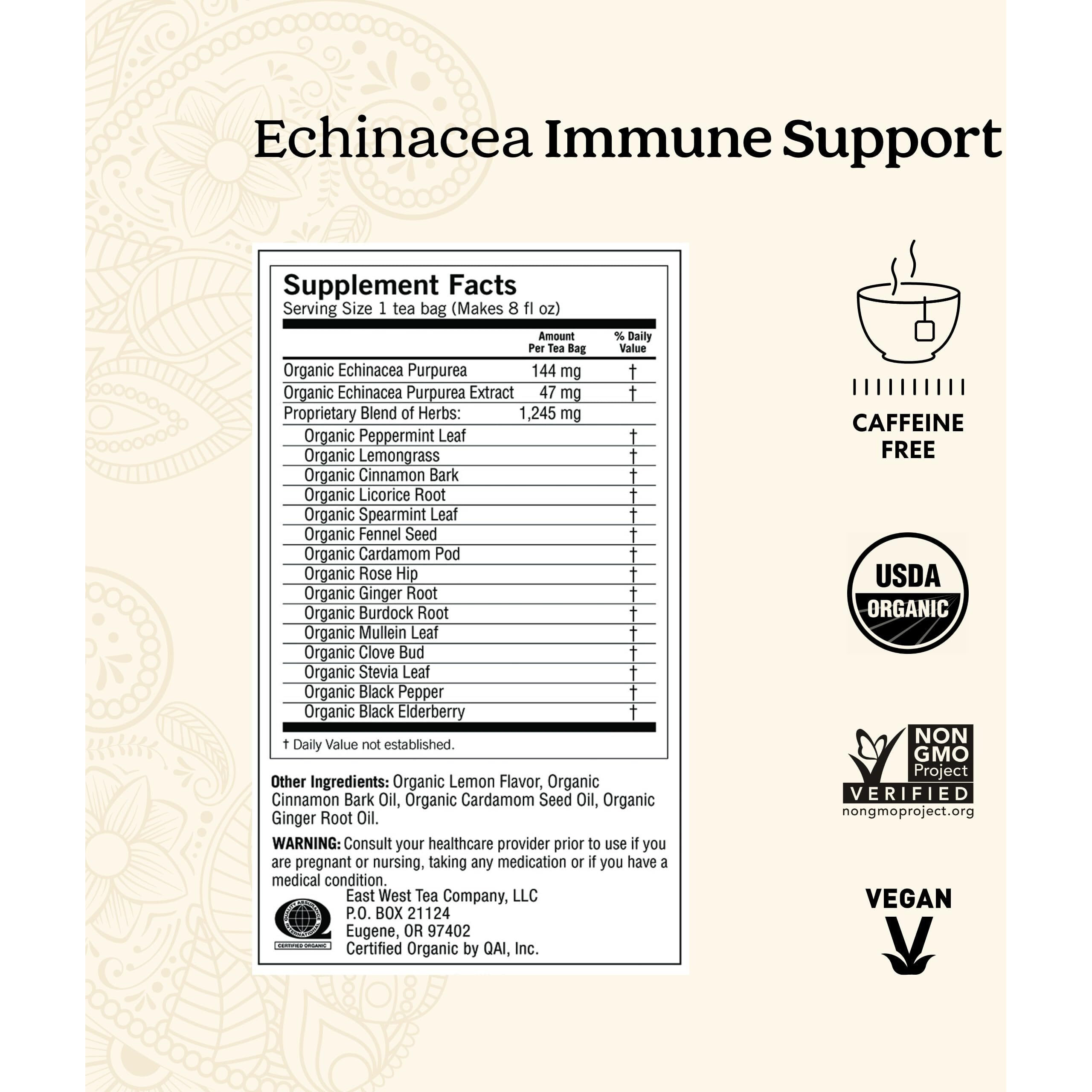 Yogi Tea Echinacea Immune Support Tea - 16 Tea Bags Per Pack (4 Packs) - Organic Immunity Support Tea - Includes Peppermint Leaf, Lemongrass, Cinnamon Bark, Echinacea Purpurea, Licorice Root & More